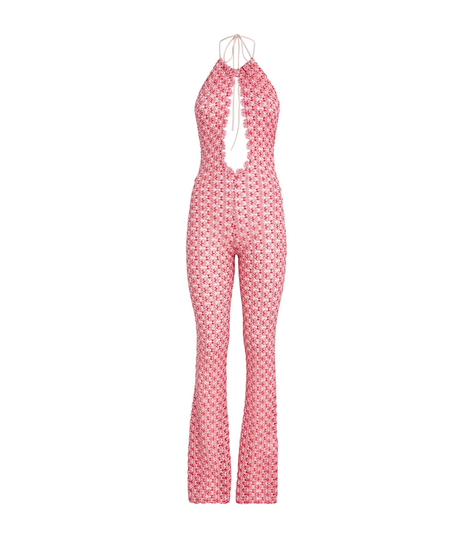 Crochet Halterneck Jumpsuit S416Y RED Image 1