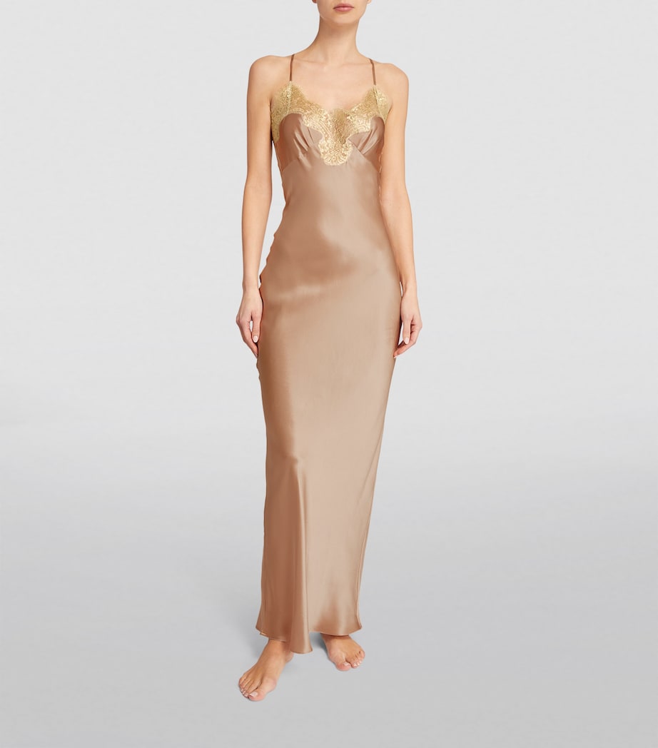 Silk Gina Slip Dress ALMOND/GOLD Image 2