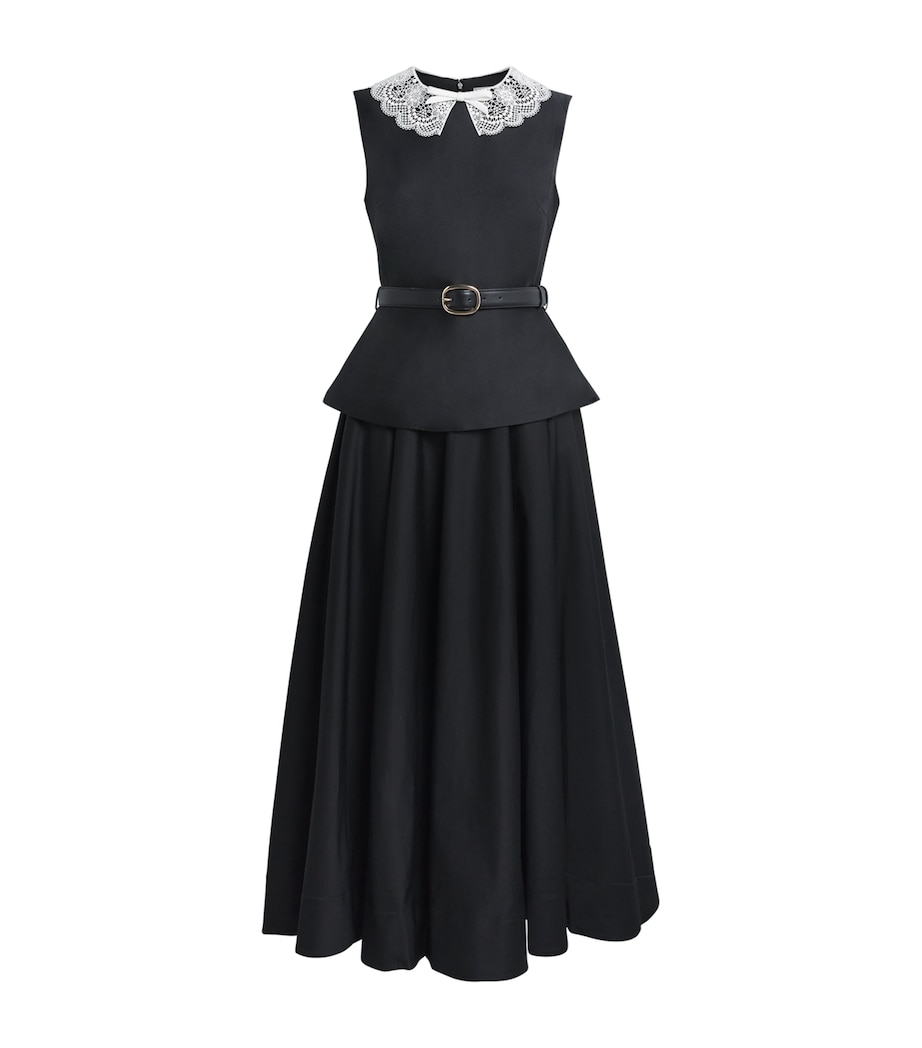 Self-Portrait Black Taffeta Lace-Trim Midi Dress | Harrods US Self-Portrait Black Taffeta Lace-Trim Midi Dress | Harrods US