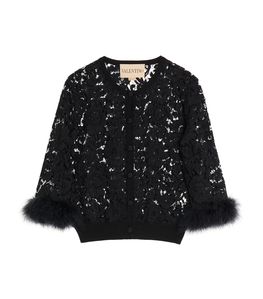 Lace Feather-Trim Cardigan 0NO Image 1