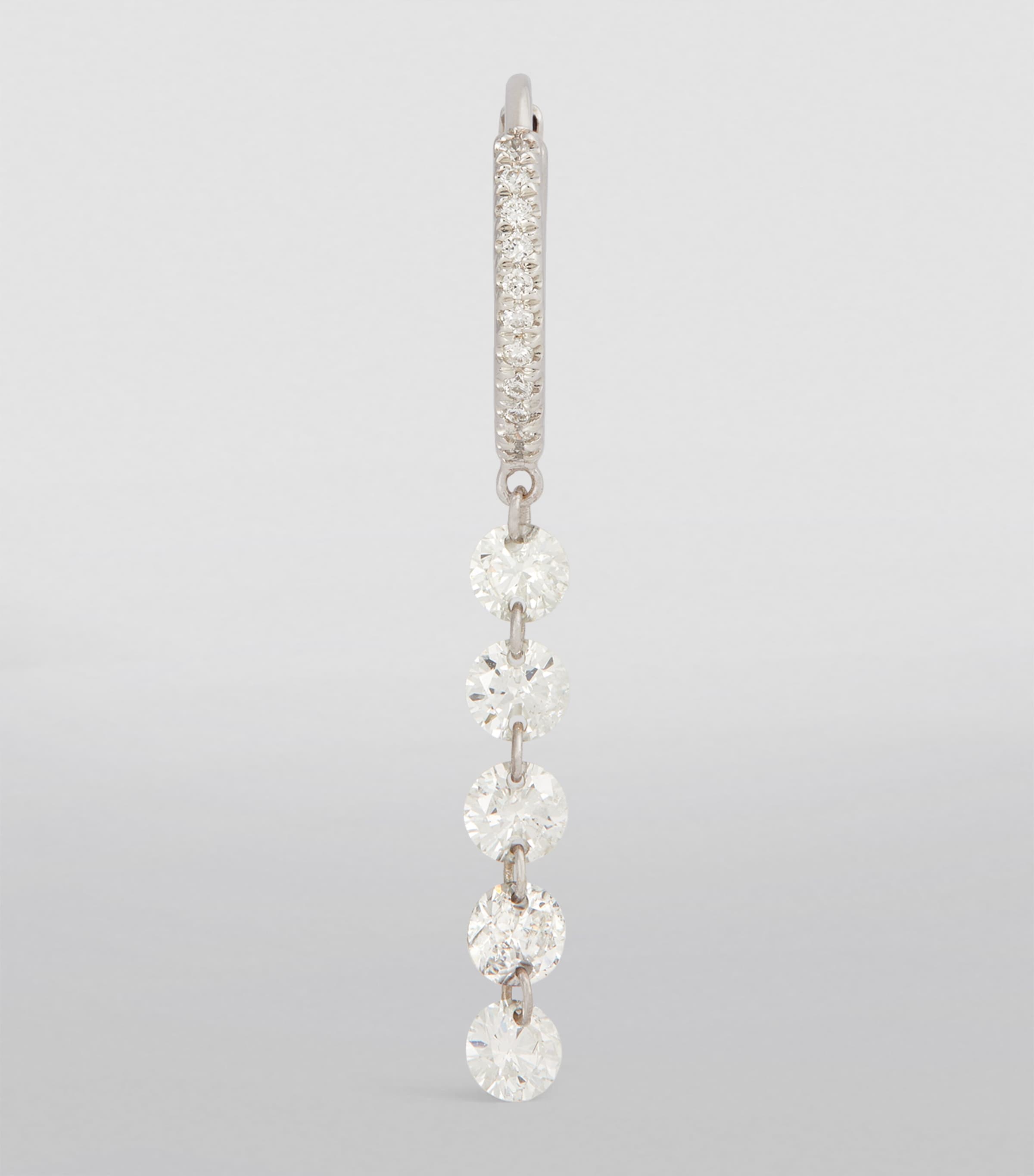 White Gold and Diamond Circle Single Hoop Earring WHITE GOLD Image 2