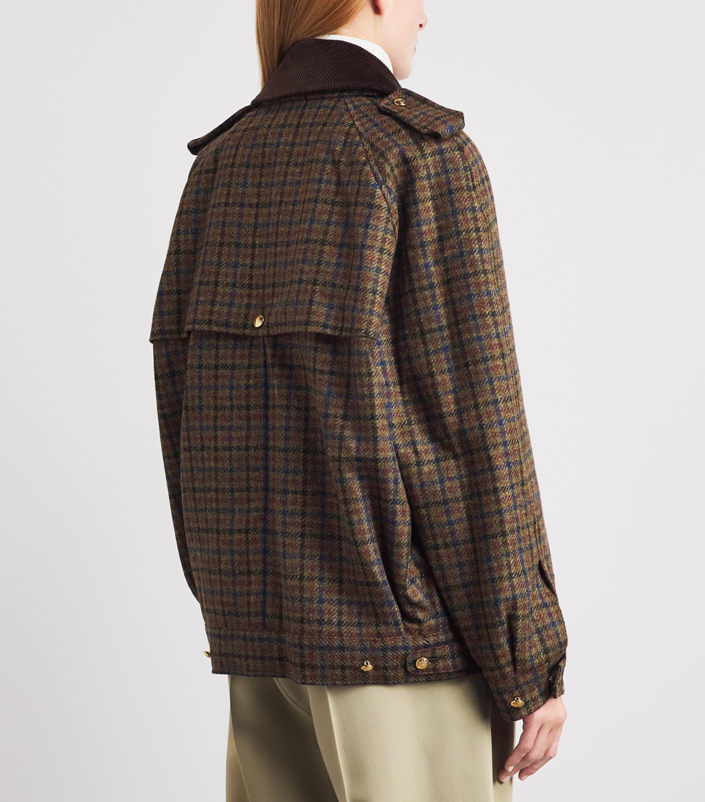 Blazé Milano Womens Virgin Wool Check Chausie Jacket Green/red Mix Image 5