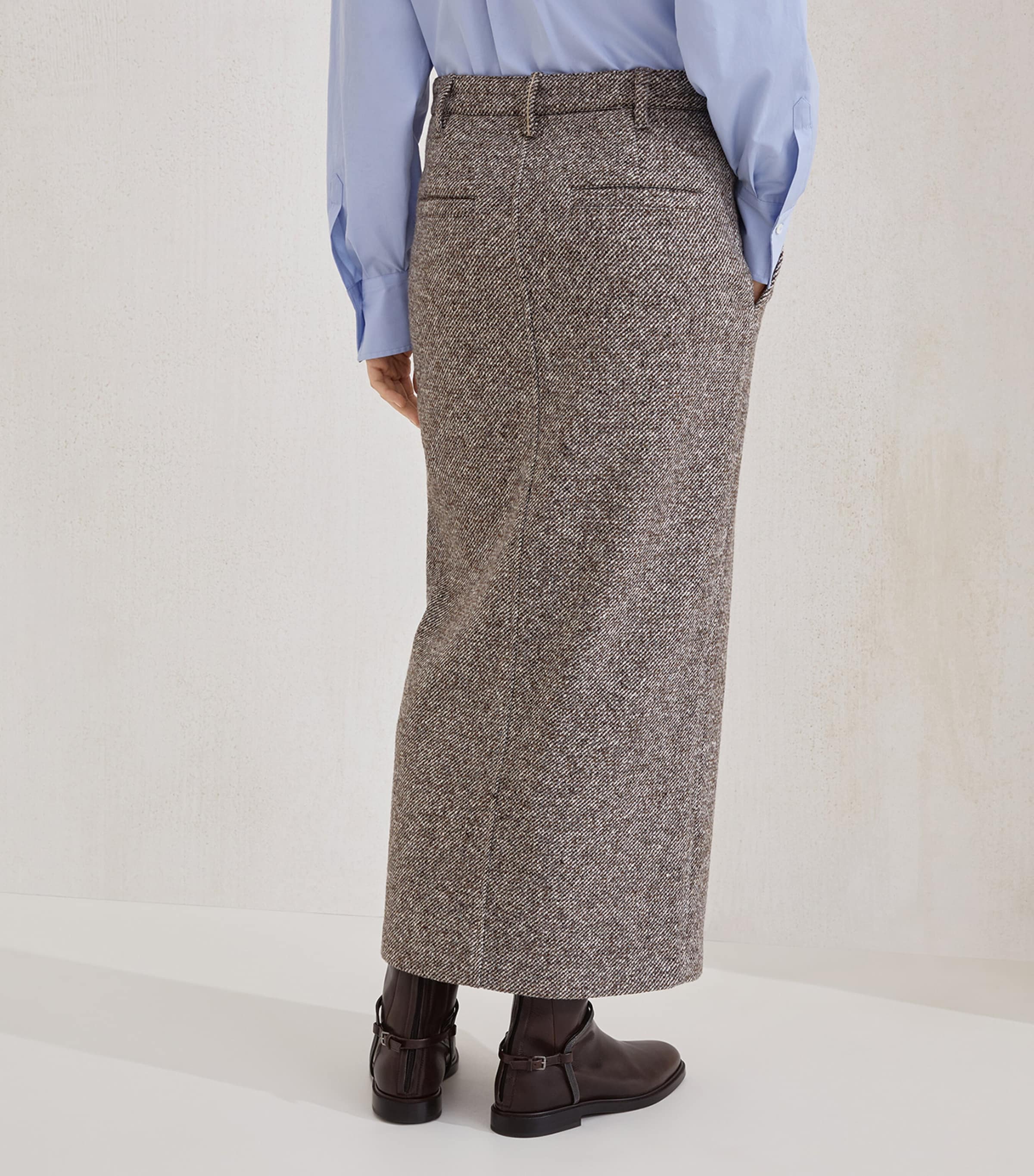 Wool-Silk Mélange Pencil Skirt C6321 Image 3