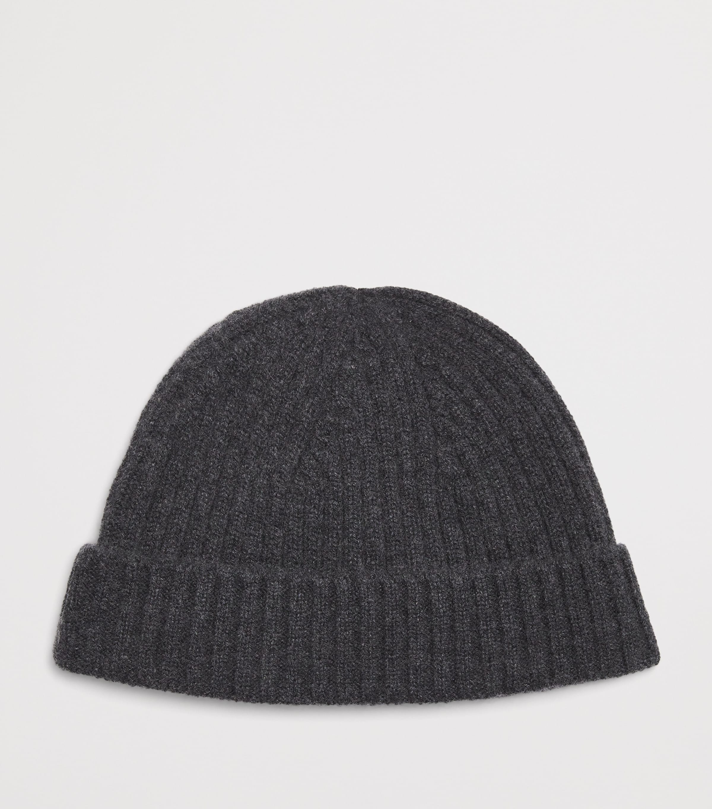 Cashmere Ribbed Beanie BLACK Image 2