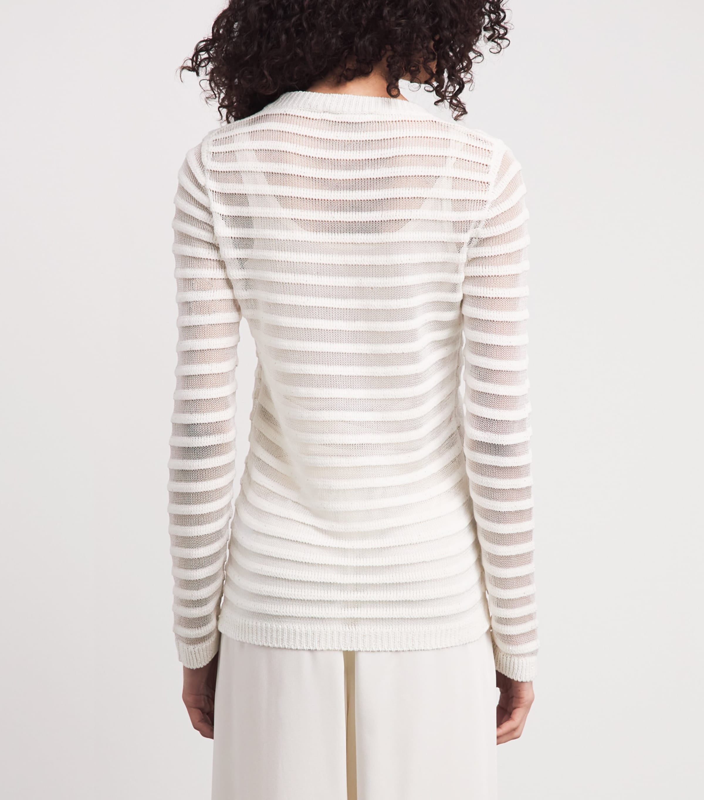 Fabiana Filippi Womens Cotton-Blend Stripe Sweater Bianco Image 5