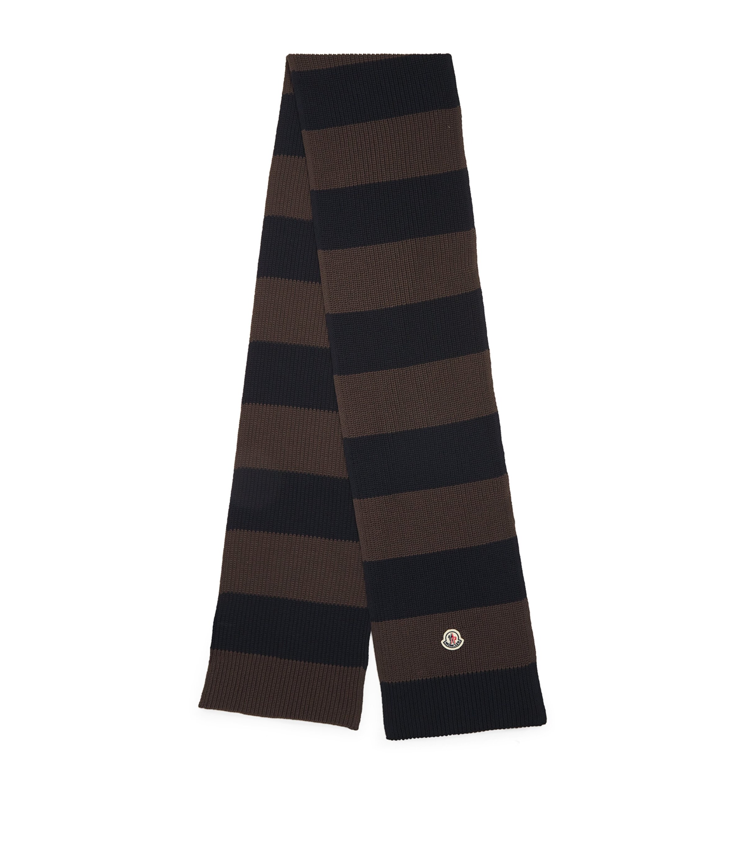 Moncler Striped Cotton Scarf In Beige