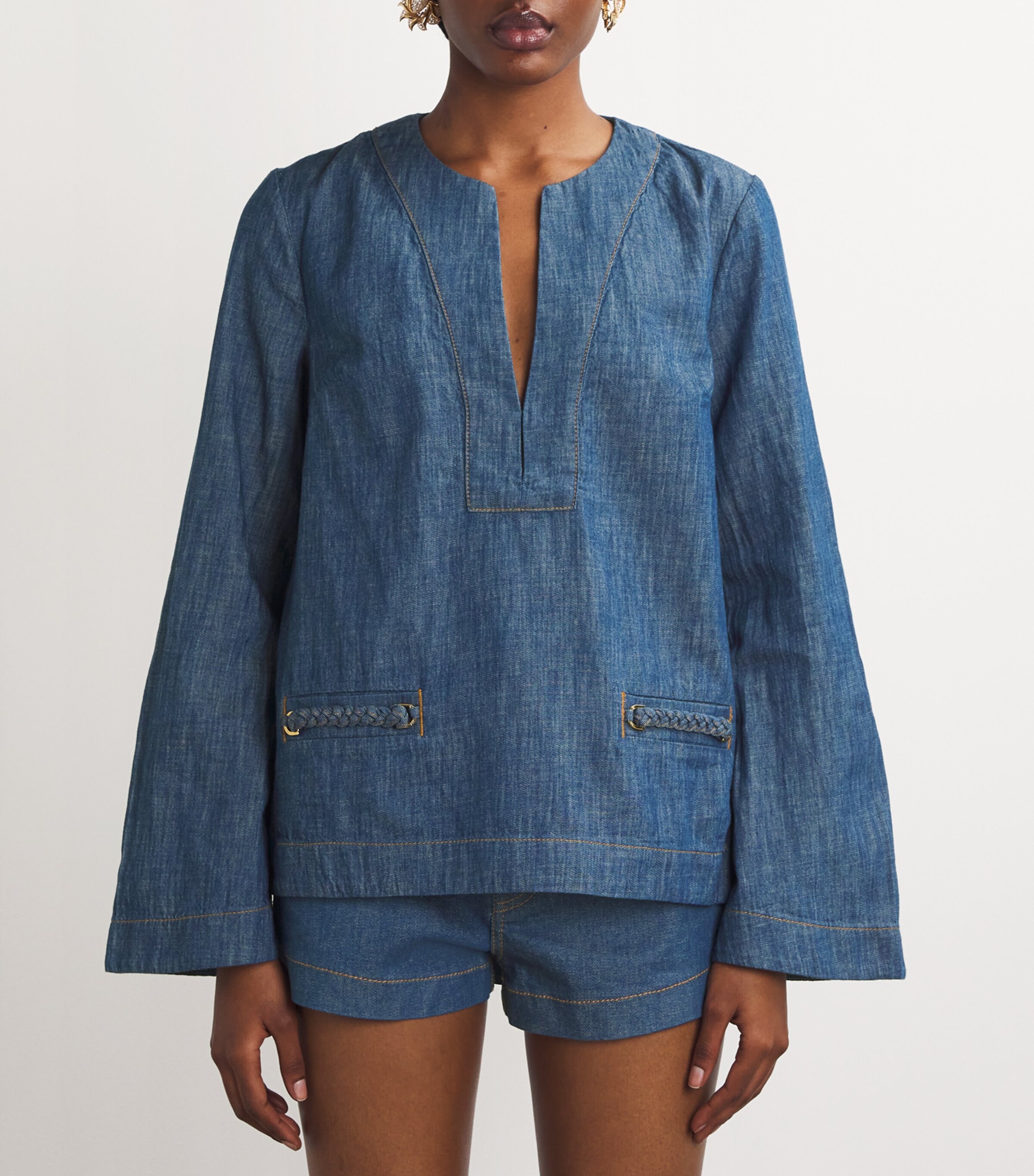 Zimmermann Wylie Denim Tunic Top | Harrods US
