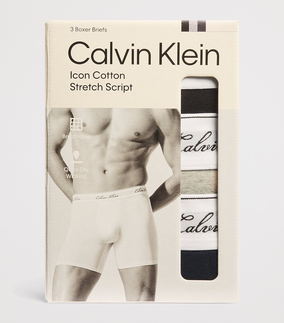 Calvin Klein Mens Stretch-Cotton Icon Boxer Briefs (Pack of 3) Black/grey Heat Image 4