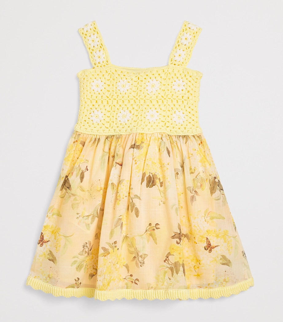 Cotton Crochet-Trim Cascadian Dress (2-12 Years) LEMON/IVORY Image 2