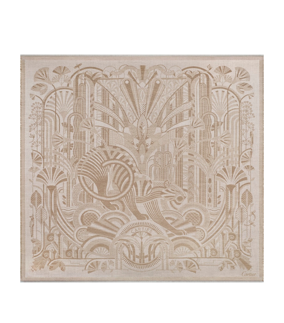 Cartier Wool-Cashmere Panthère Art Deco Scarf Beige Image 1