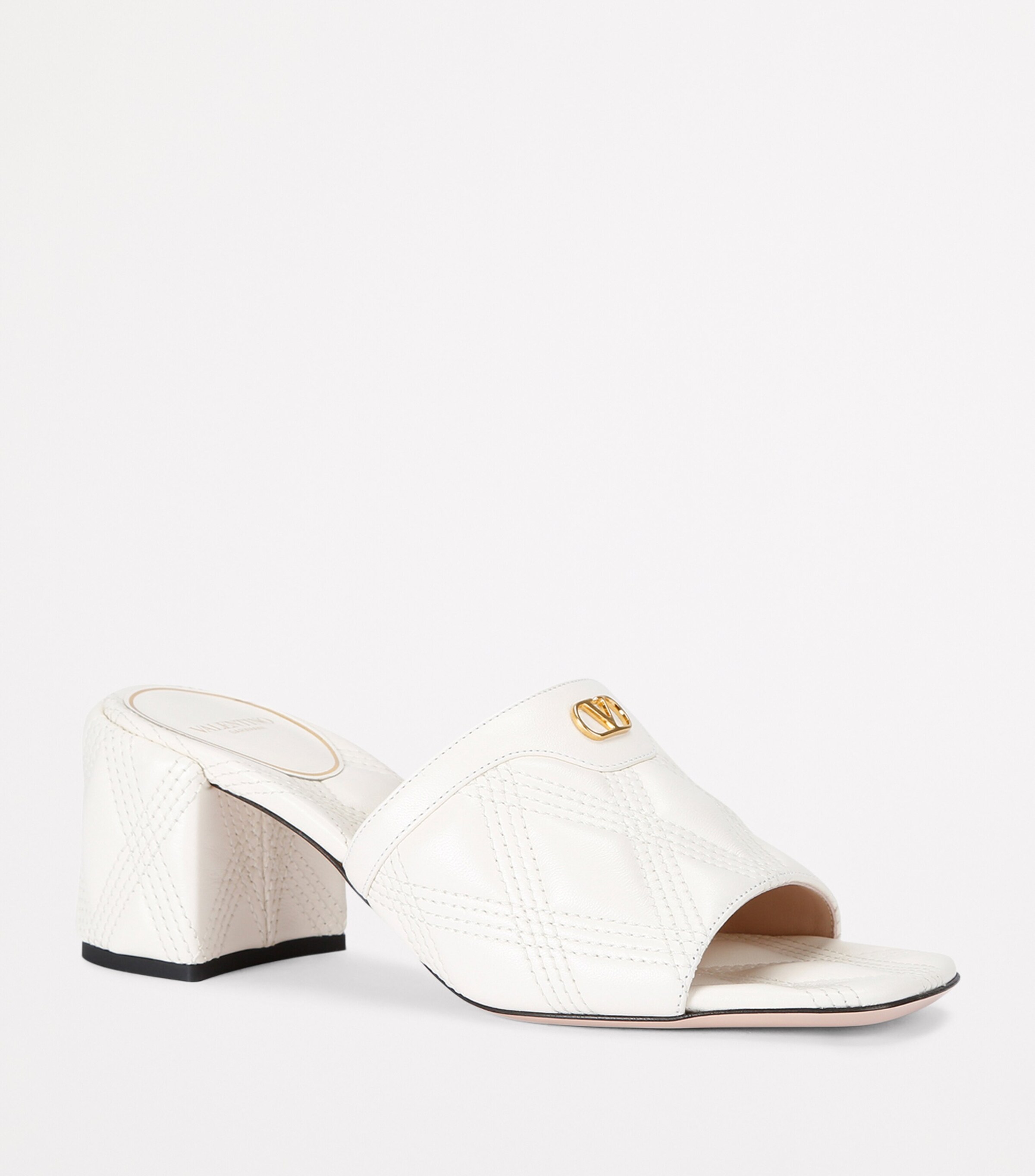 Valentino Garavani Quiltie 67 Heeled Mules 60 White Image 3