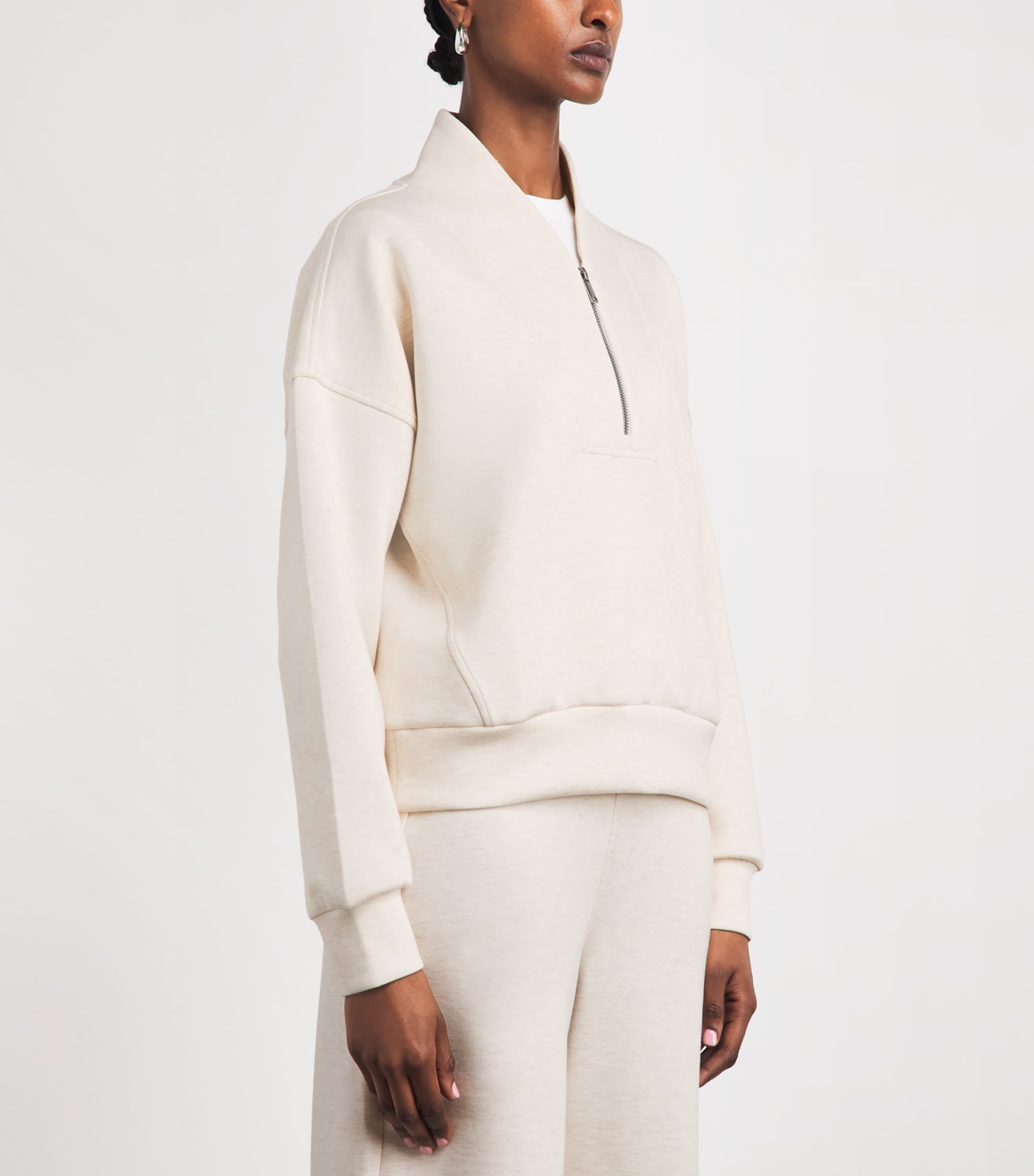 SPANX Womens SPANX AirEssentials Half-Zip Sweater Oatmeal Heather Image 4