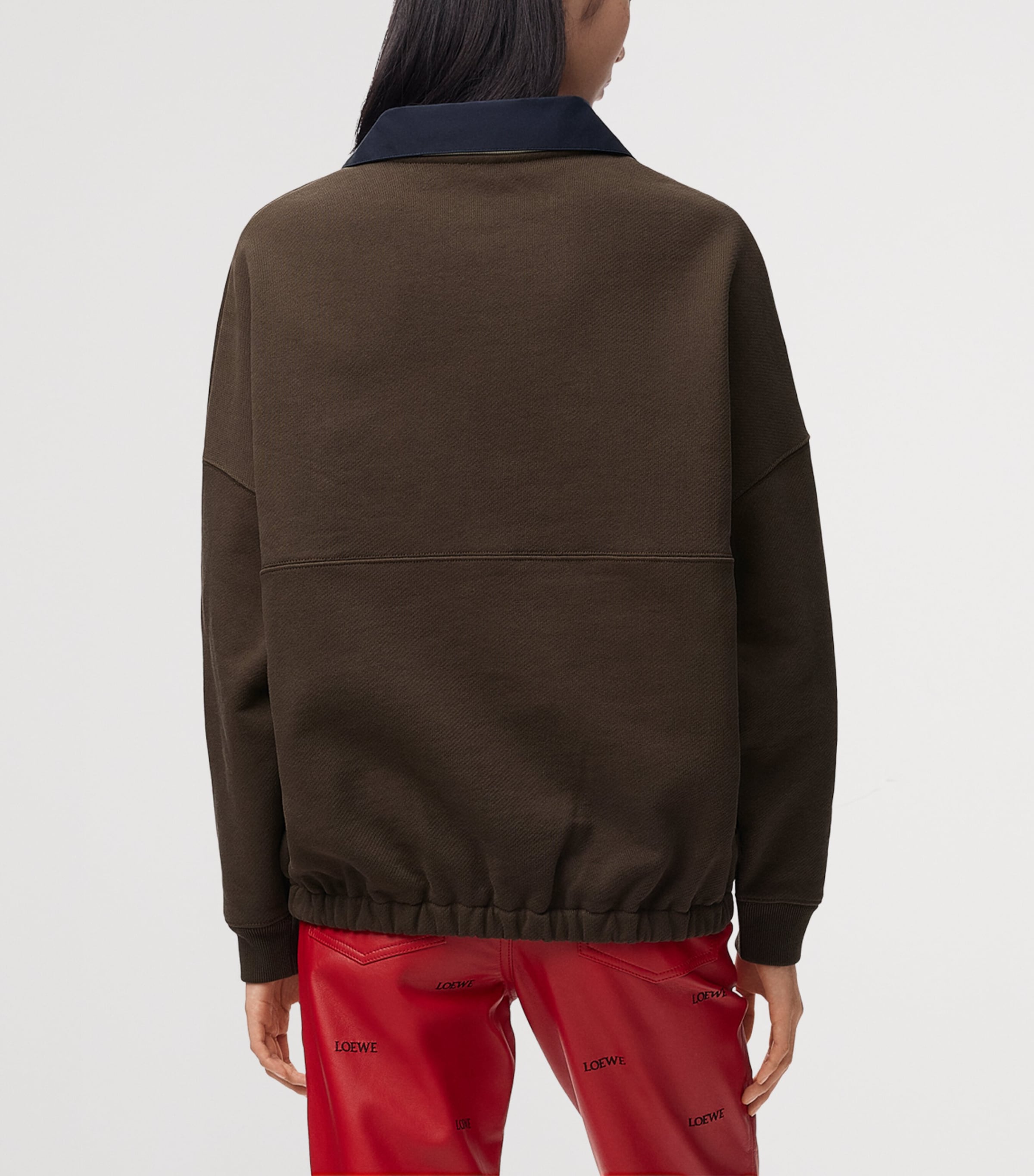 LOEWE Womens Cotton-Blend Drawstring Sweatshirt Brown Image 4