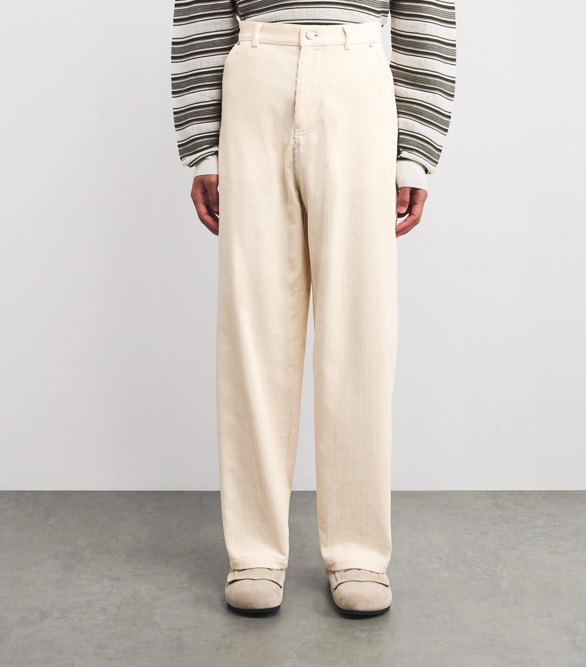 Drôle De Monsieur Mens Cotton Corduroy Trousers Ec / Ecru Image 3