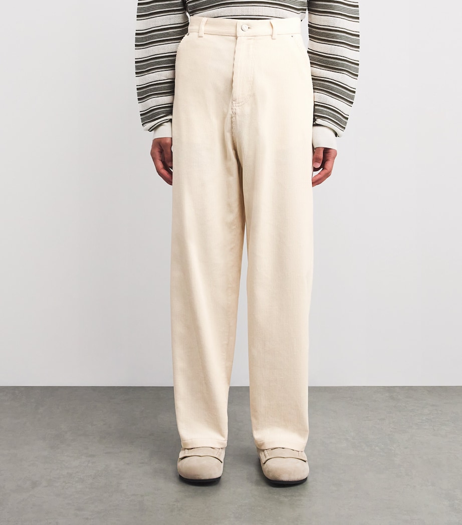 Drôle De Monsieur Mens Cotton Corduroy Trousers Ec / Ecru Image 3