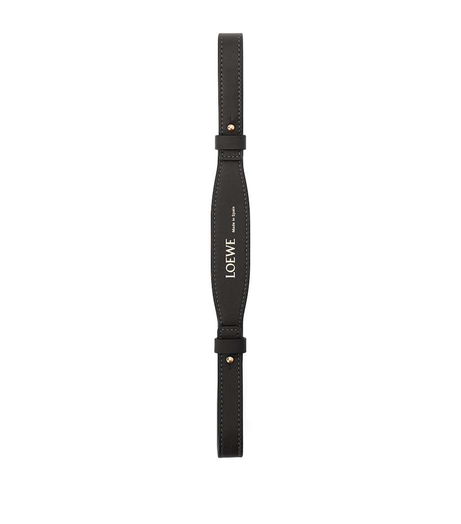 Leather Logo Short Strap BLACK Image 1