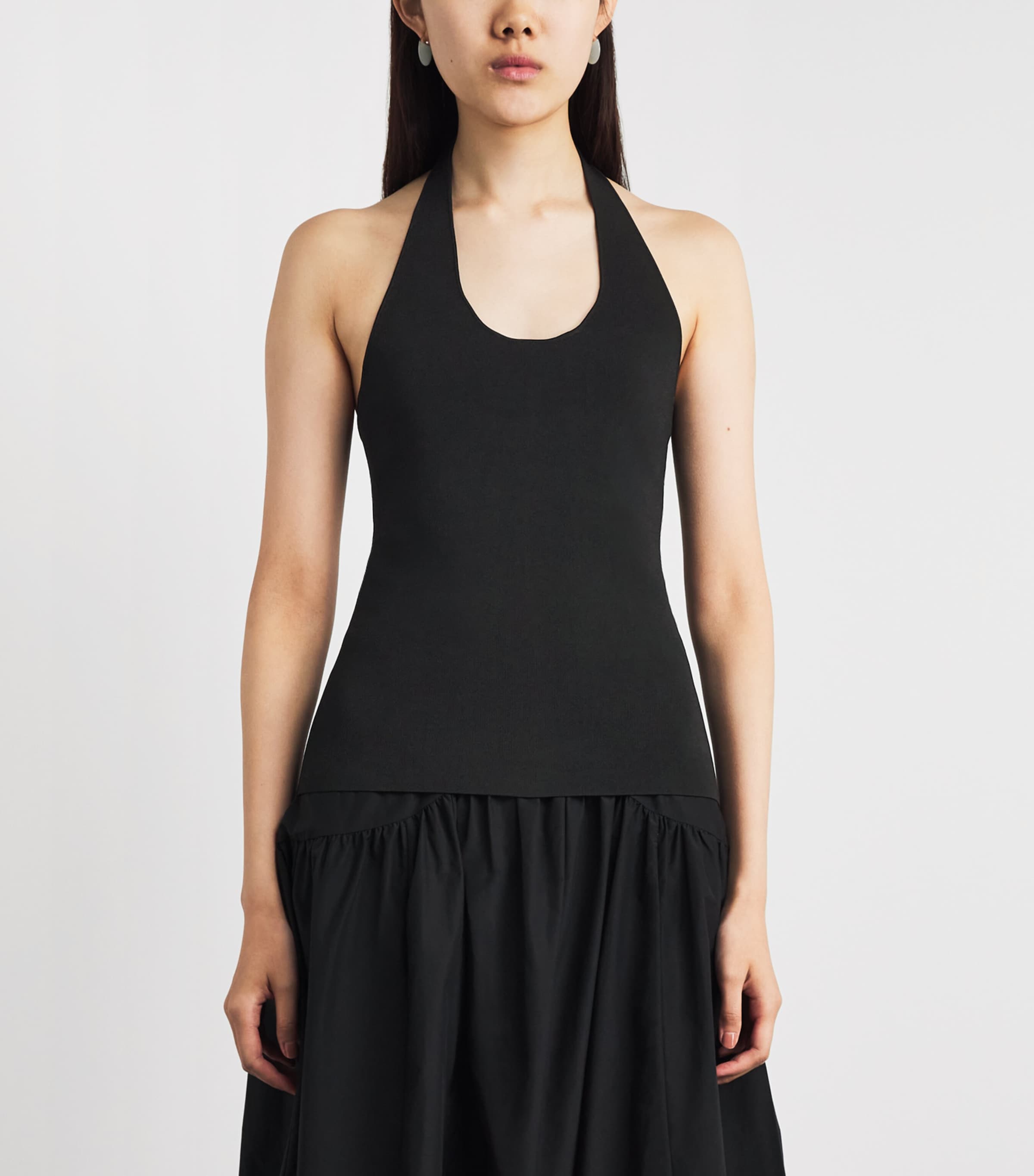Theory Womens Ribbed Halterneck Top Black Image 4