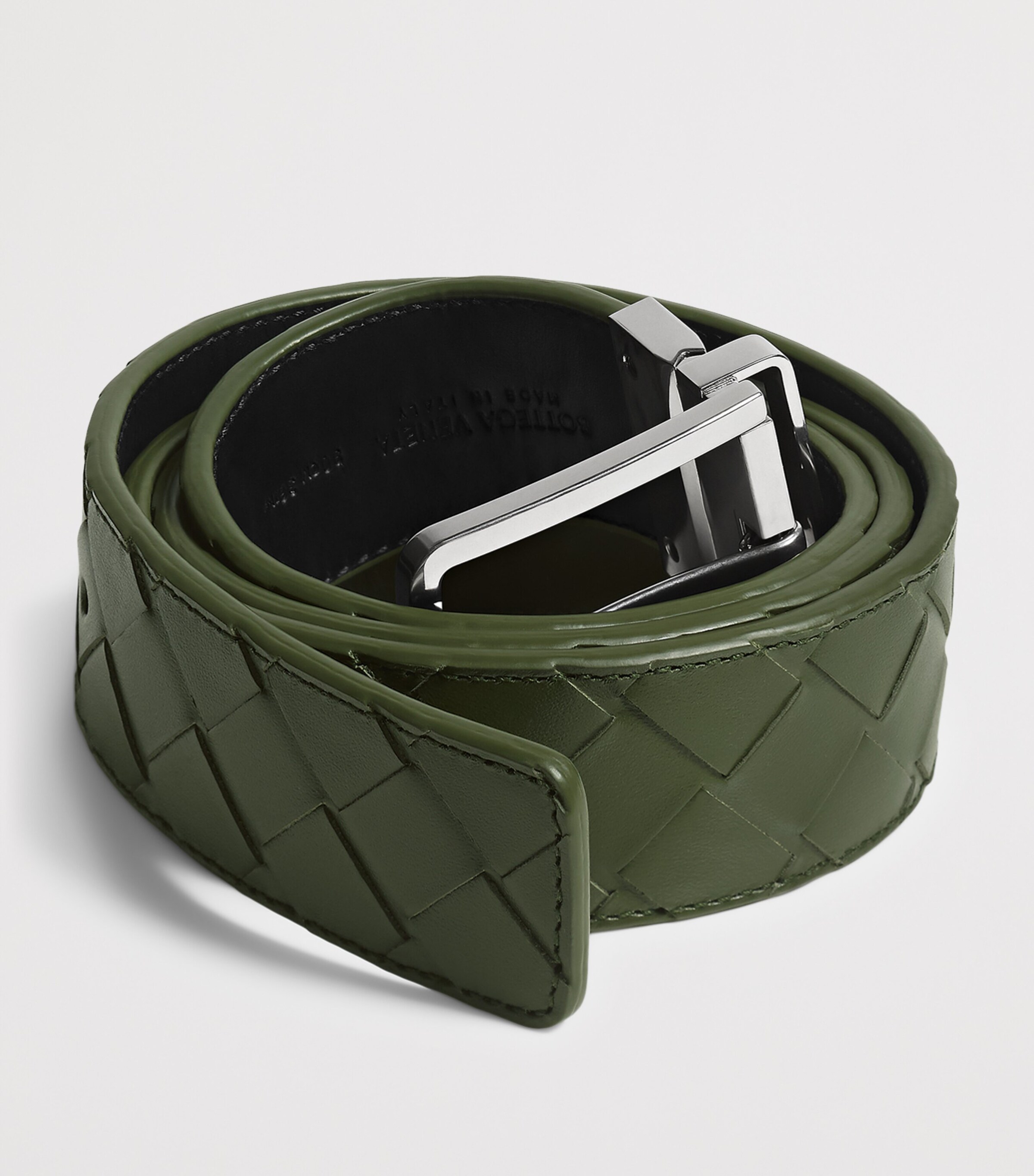 Bottega Veneta Leather Intrecciato Reversible Belt Image 3