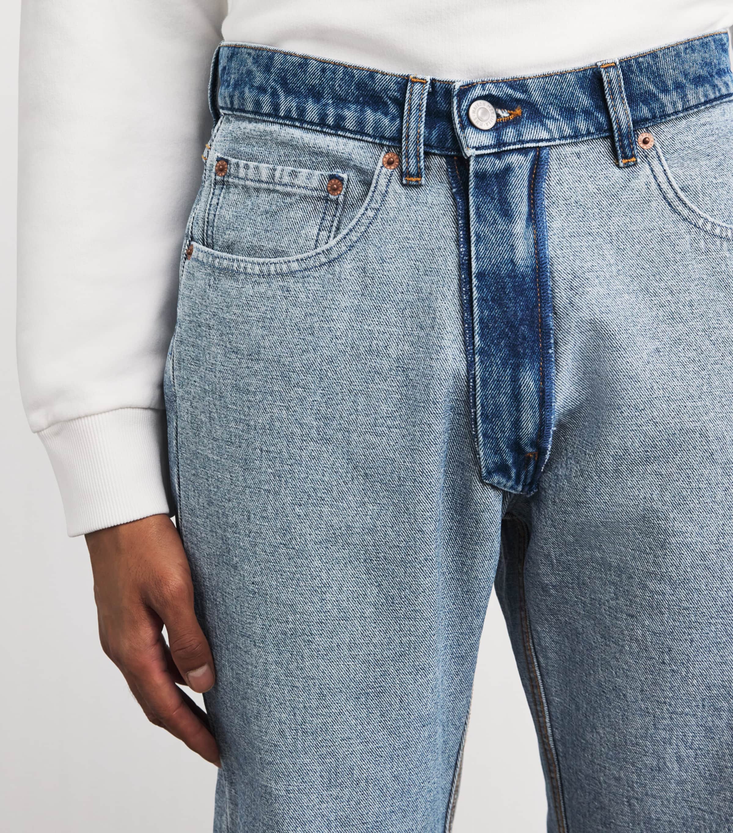 MM6 Maison Margiela Mens Light Wash Waistband-Detail Jeans Medium Blue Image 6