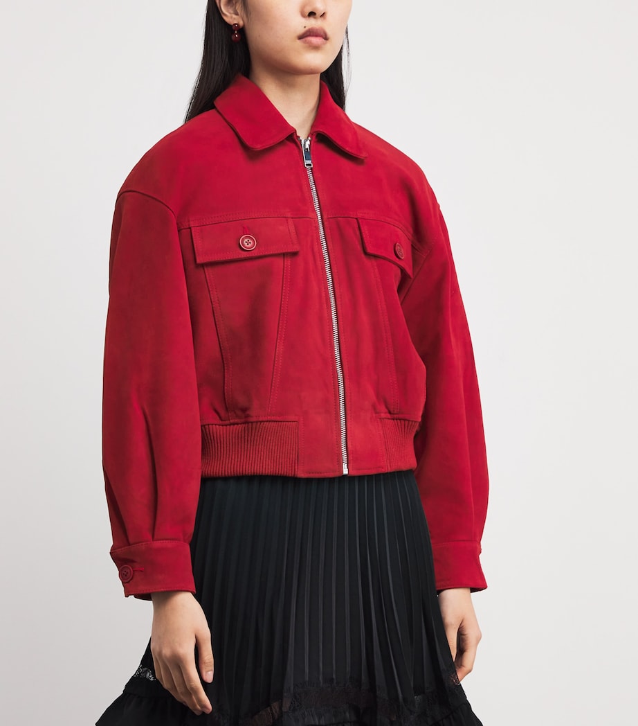 Suede Collared Jacket RED Image 3