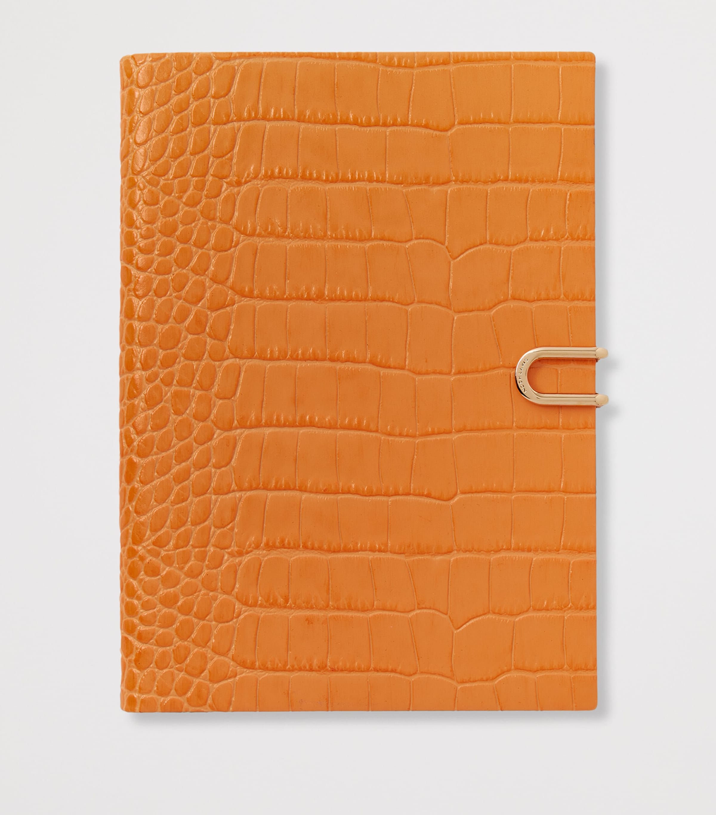 Smythson Mara Leather Croc-Embossed Soho Notebook L Orange Image 2