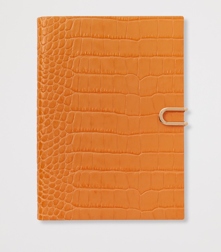 Smythson Mara Leather Croc-Embossed Soho Notebook L Orange Image 2