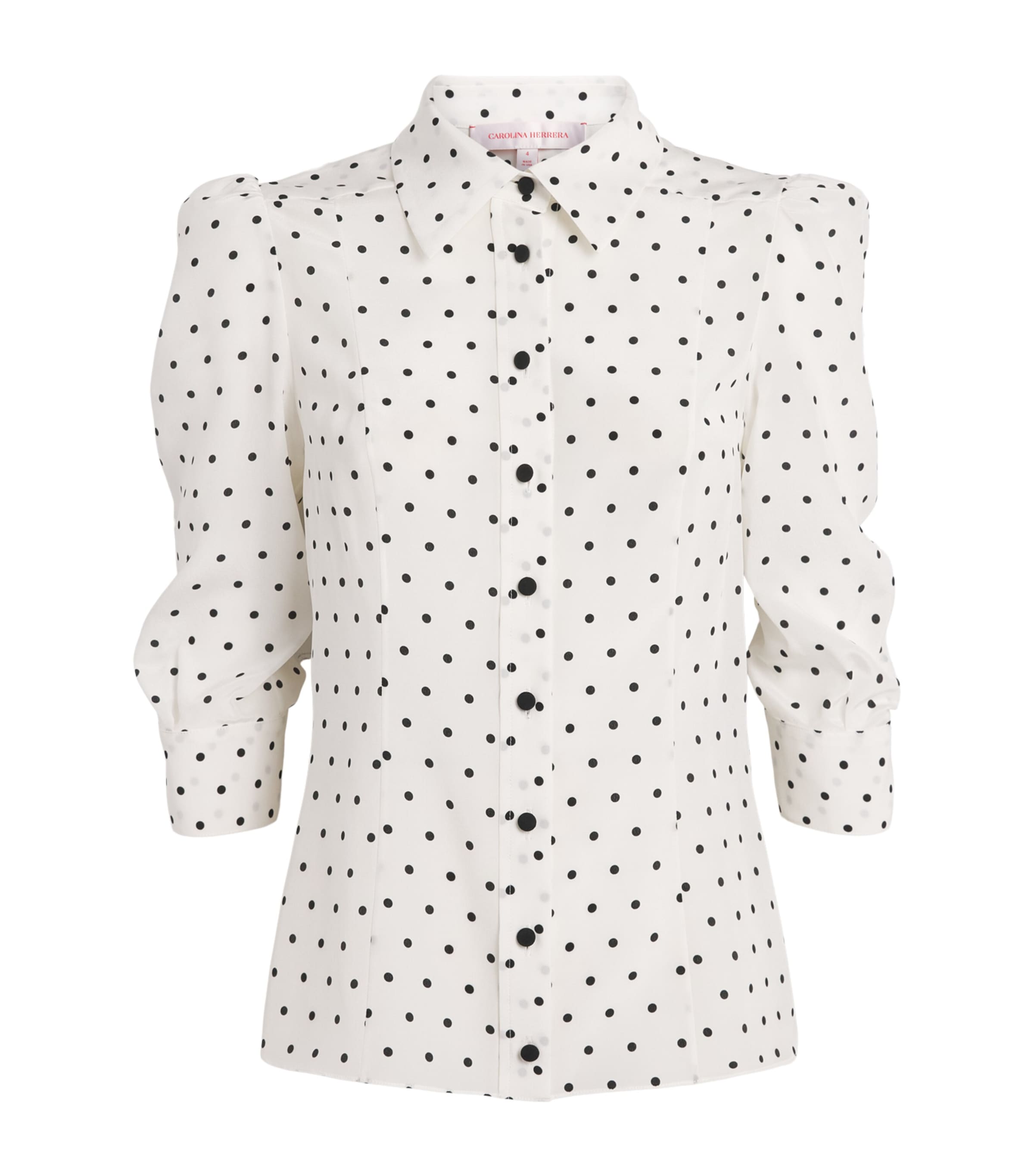 Carolina Herrera Silk Polka-Dot Blouse Ivory Multi