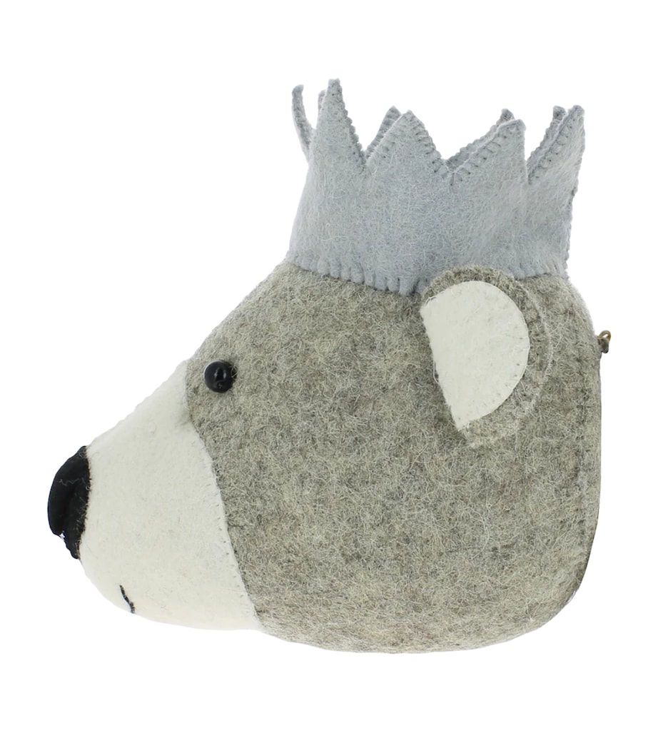 Mini Organic Wool Bear Head Decoration (23cm) GREY Image 6