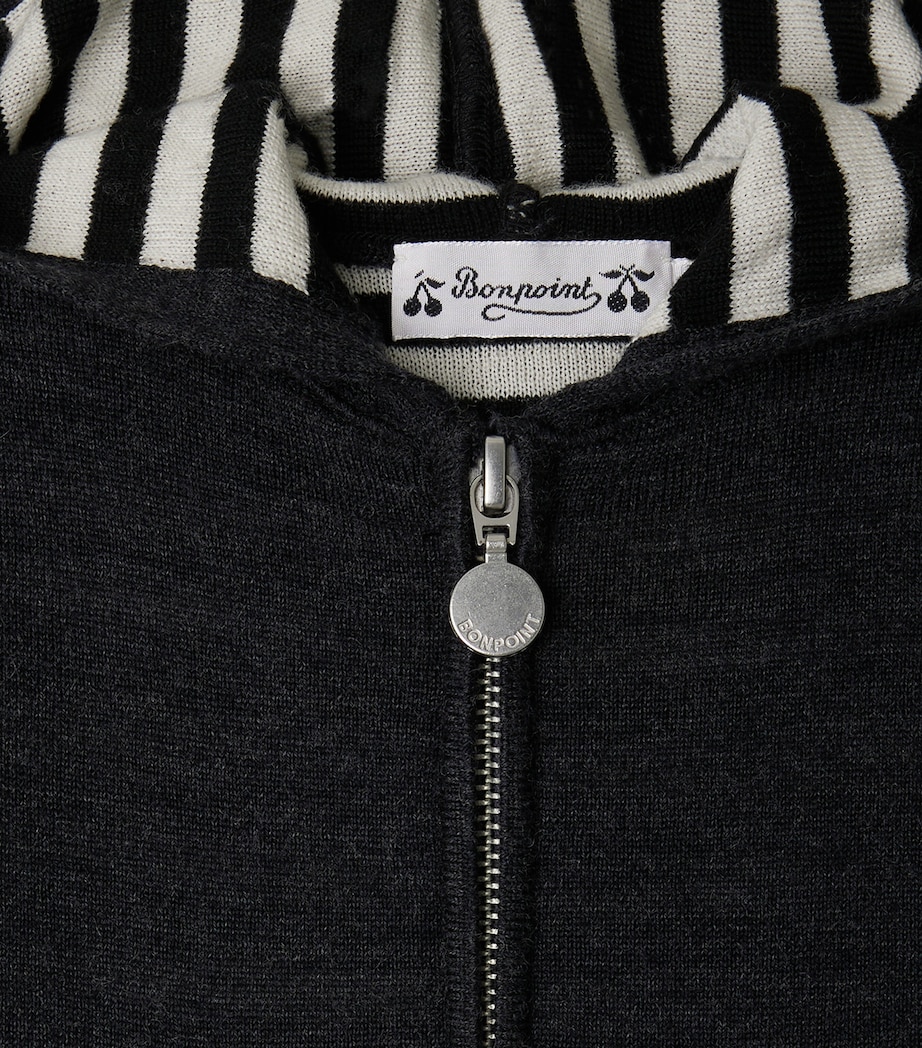 Wool Hooded Cardigan (6-36 Months) RA GRIS CHINE Image 3