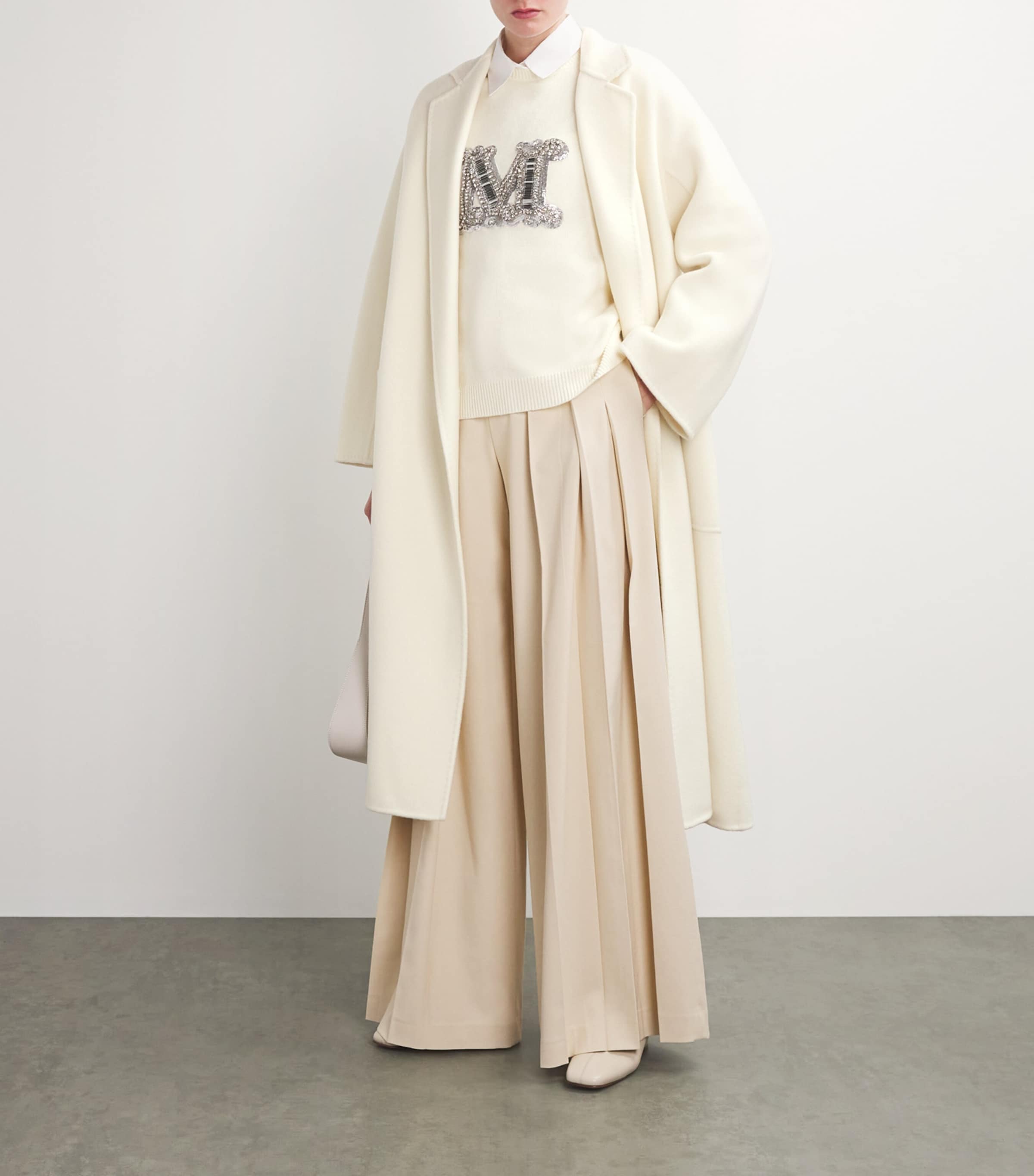 Cashmere Belted Coat WHITE Image 2