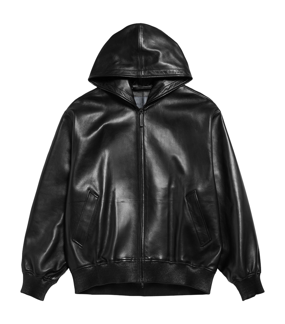 Balenciaga Mens Leather Hooded Jacket Image 1