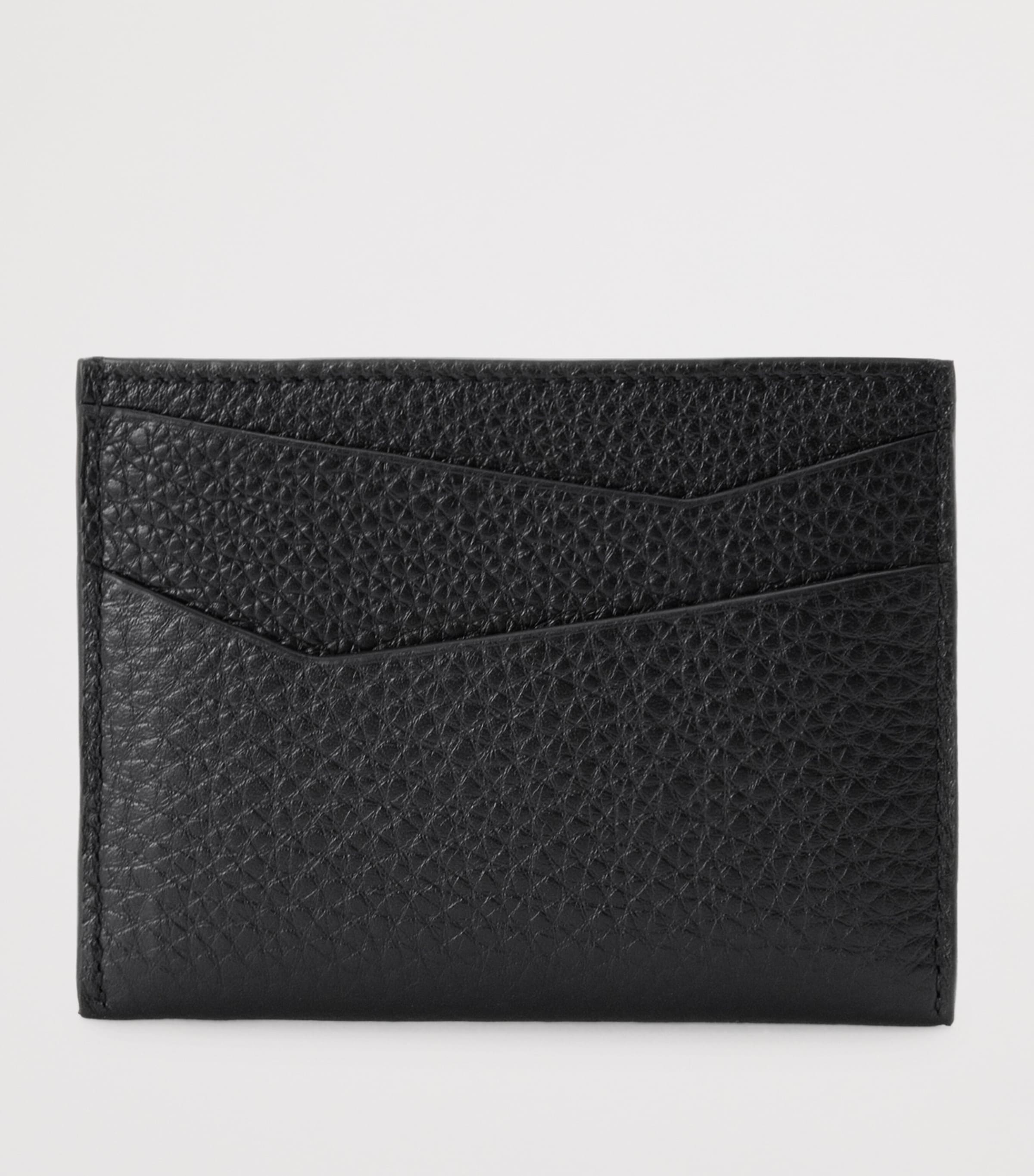 Grained Leather Puzzle Card Holder BLACK Image 2