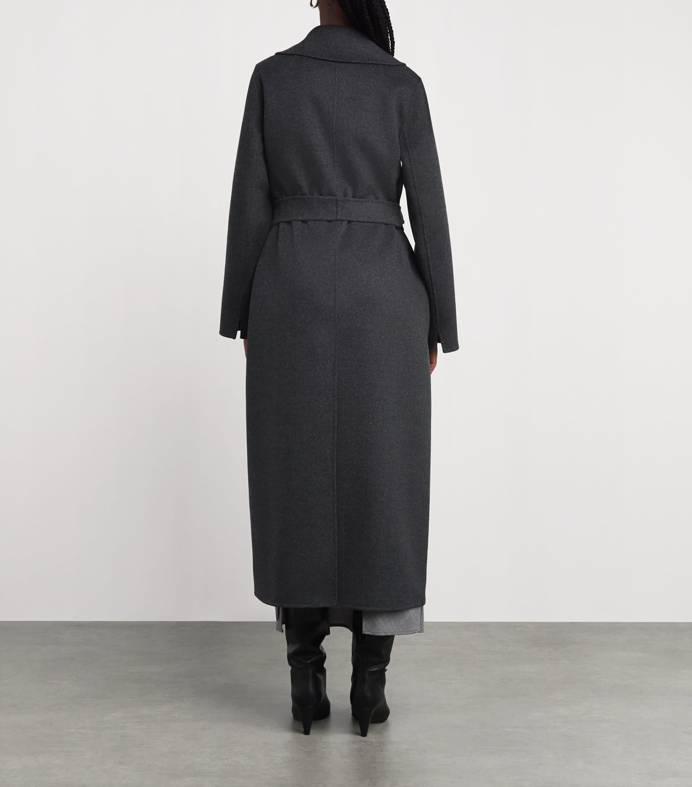 Virgin Wool Wrap Coat DARK GREY Image 4