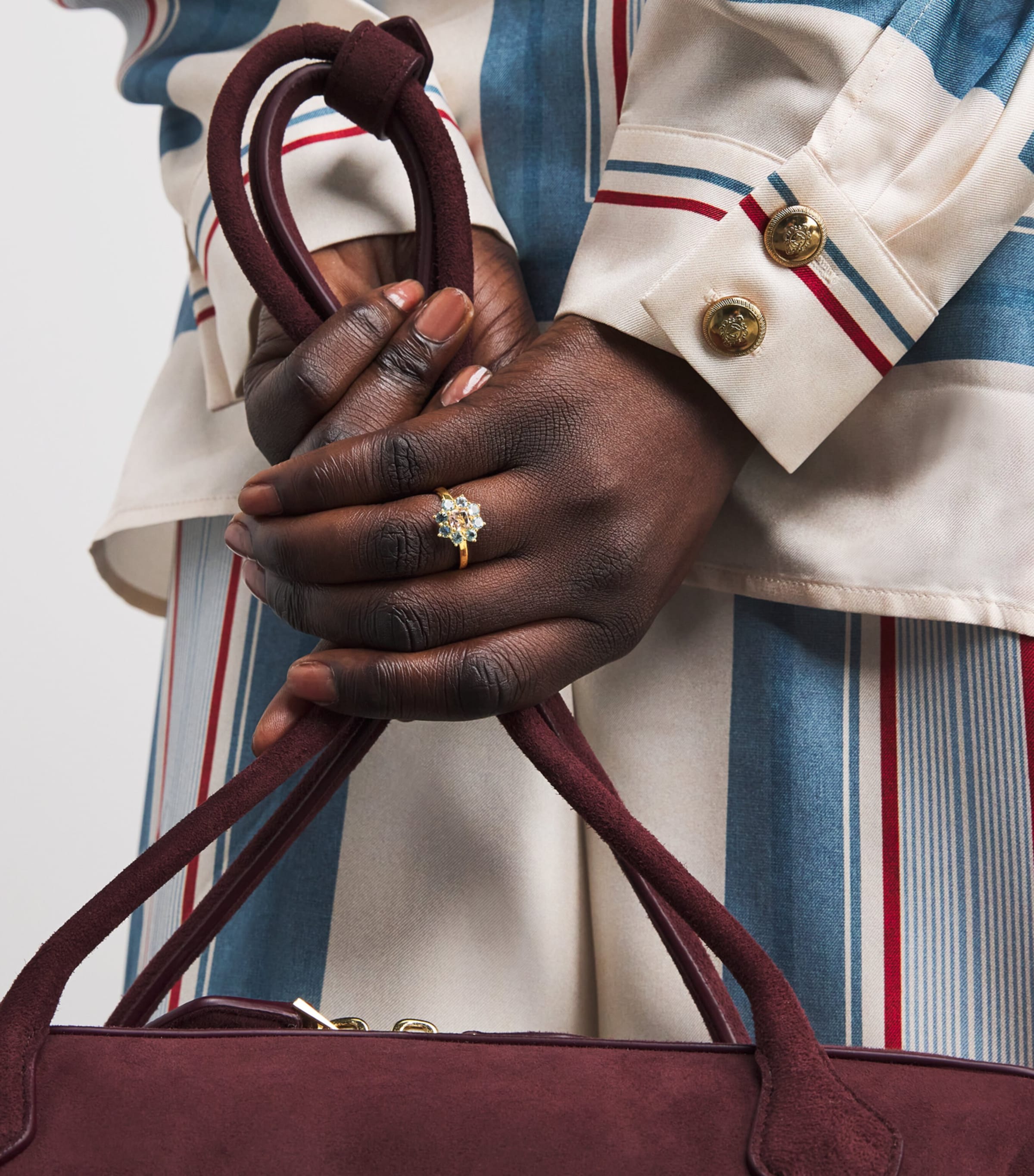 Yellow Gold and Aquamarine Flower Ring YELLOW GOLD Image 2