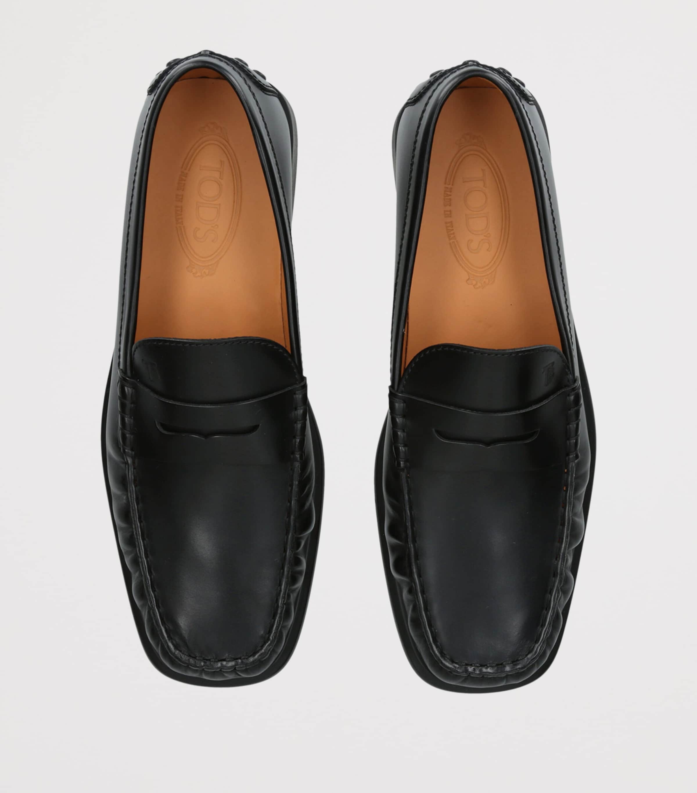 Tod's Leather Arricciato Gomma Loafers Black Image 3