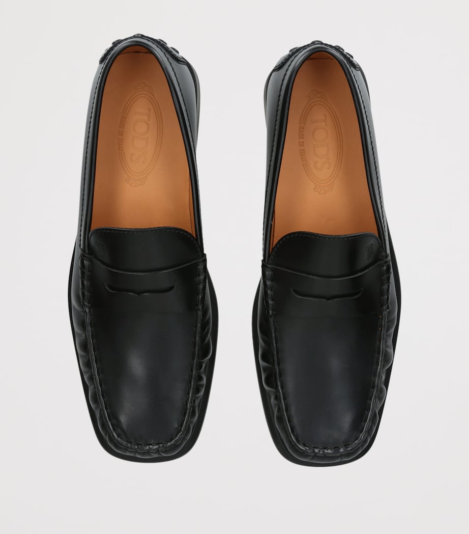 Tod's Leather Arricciato Gomma Loafers Black Image 3