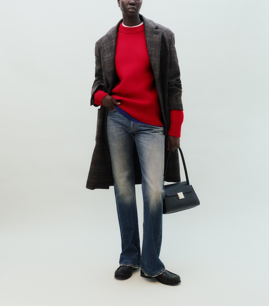 AMI Paris Womens Wool Ami de Coeur Sweater Rouge Rubis/ Noir Image 2