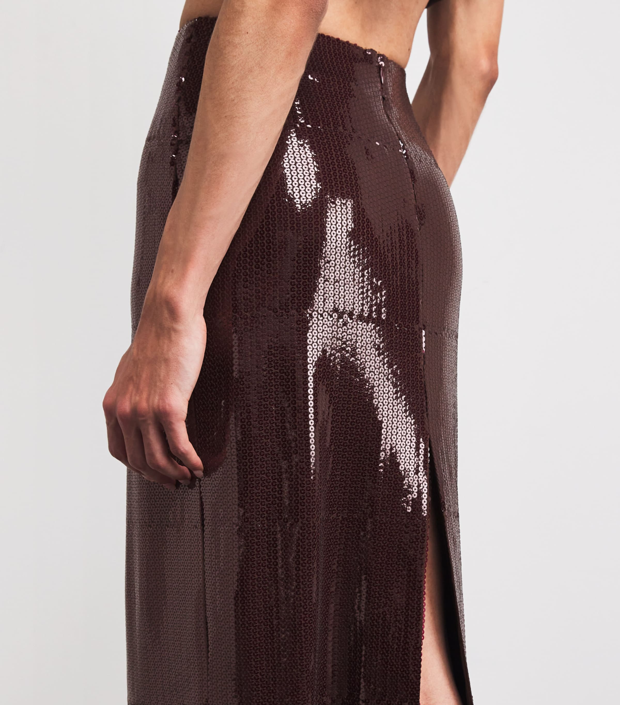 Blazé Milano Womens Sequinned Sussex Maxi Skirt Wine Image 6