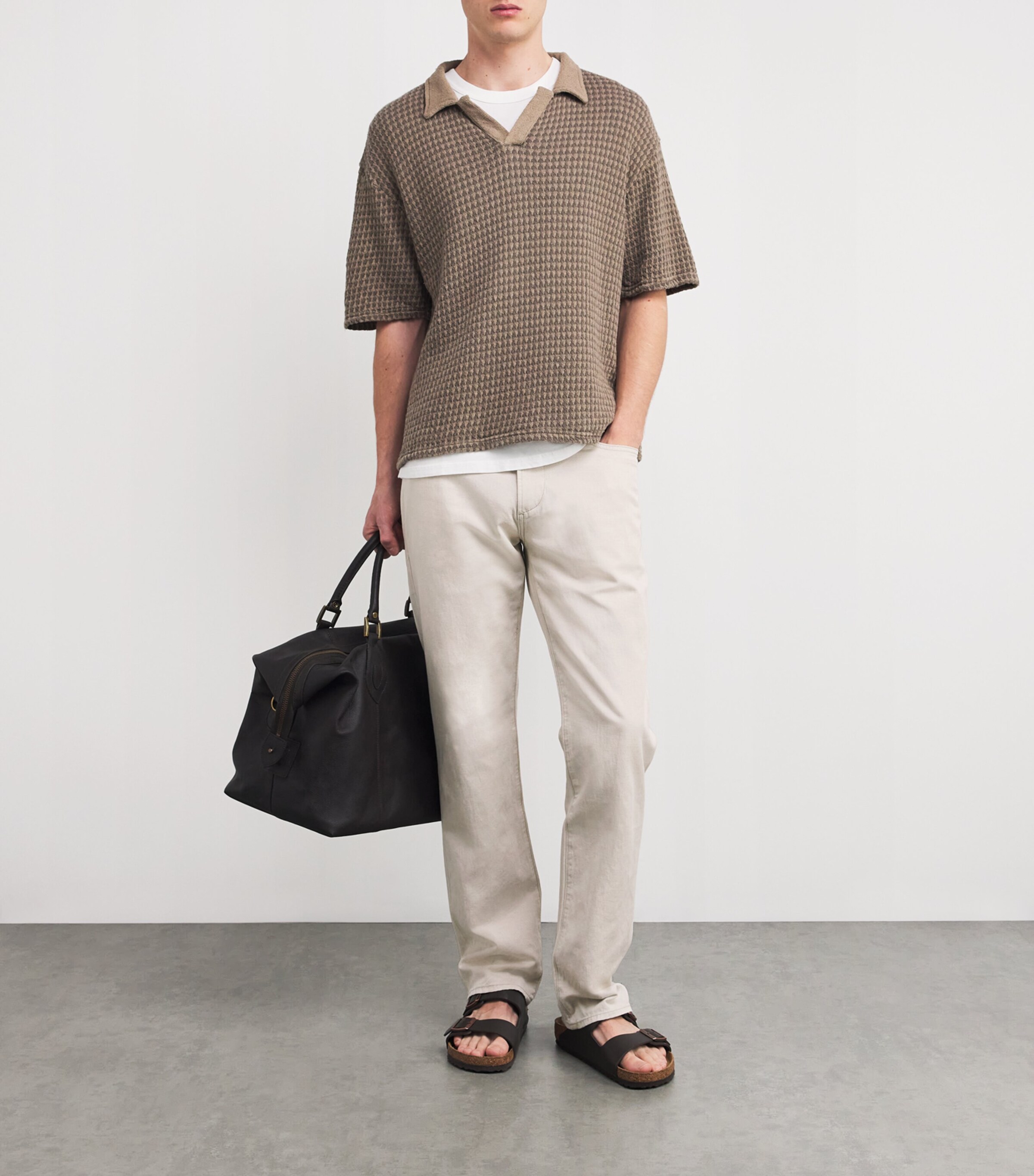 Citizens of Humanity Mens Cotton-Linen Elijah Straight Jeans Natural Image 2