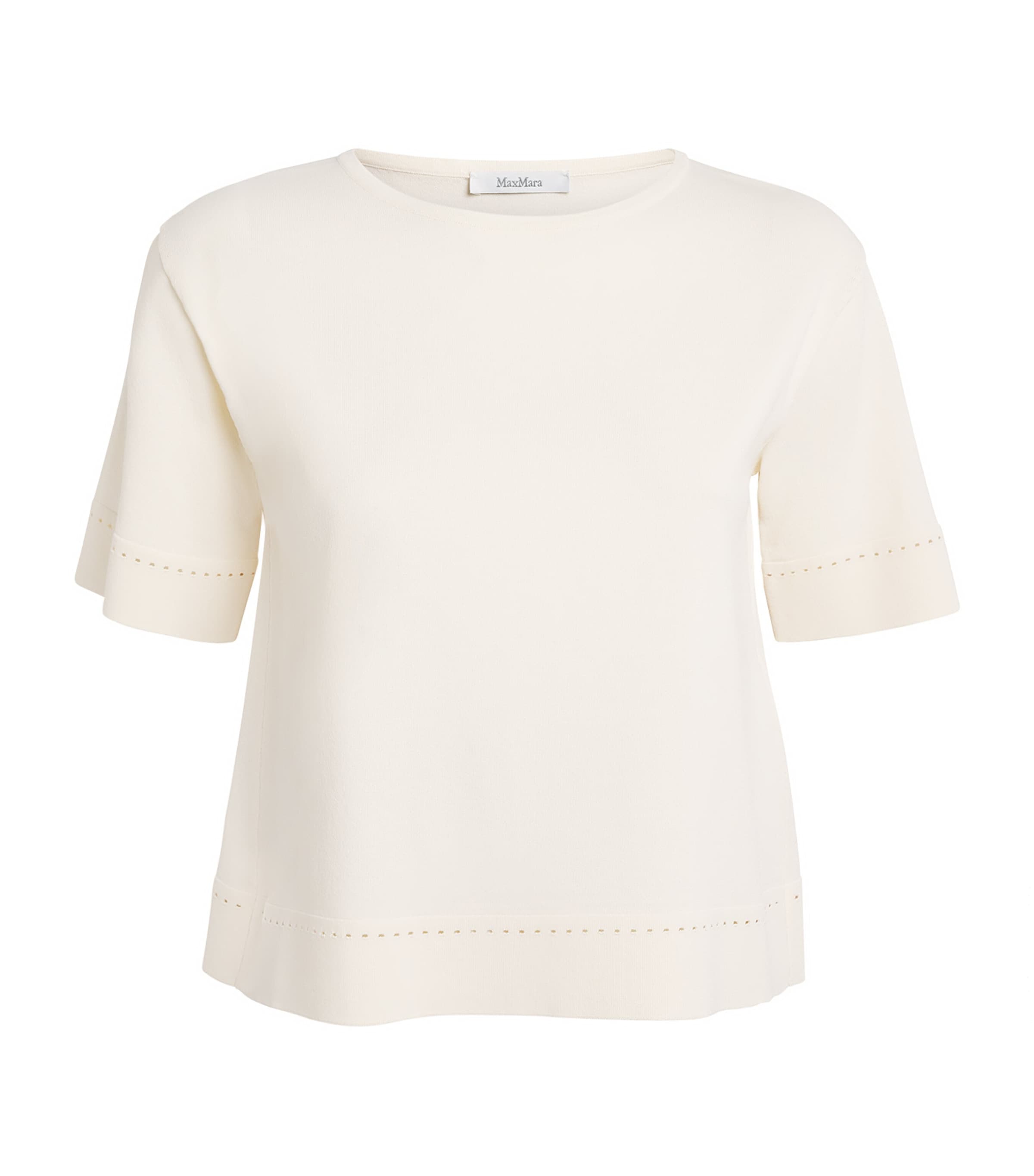 Max Mara Pointelle-trim Sweater In White