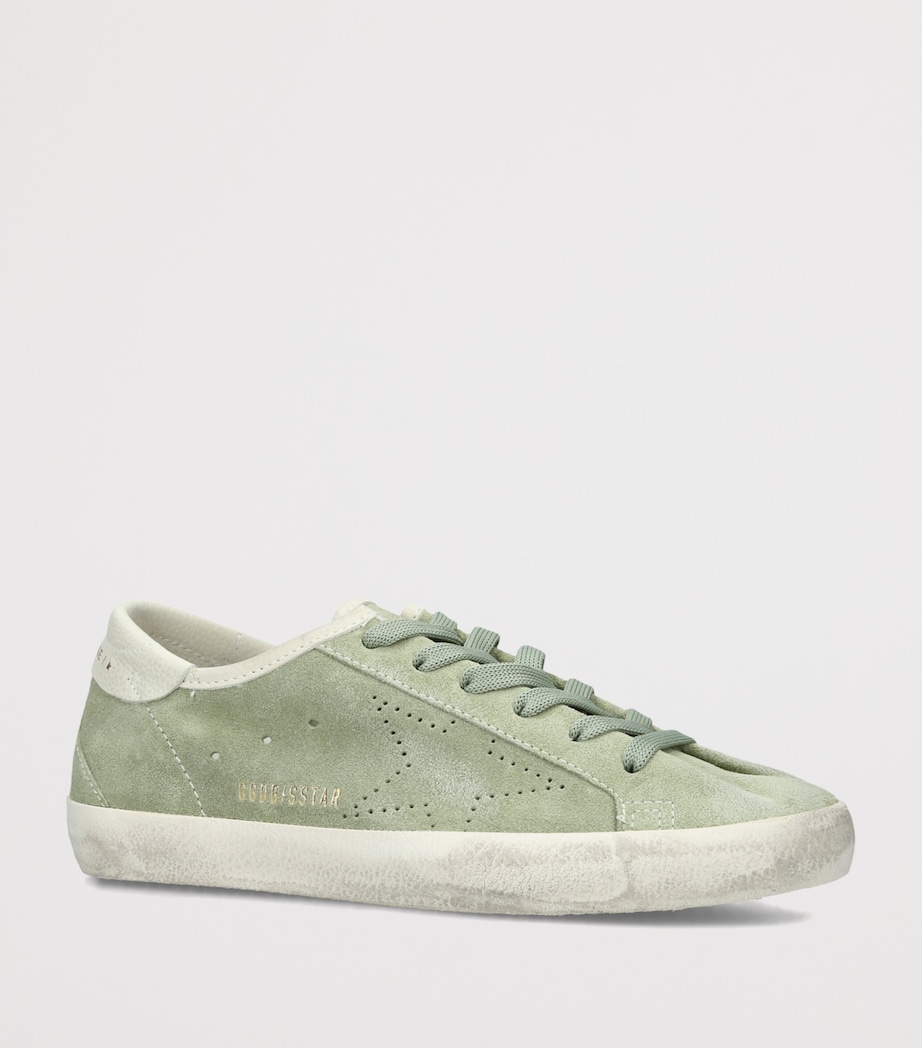 Golden Goose Womens Suede Super Star Sneakers Pale Green Image 3