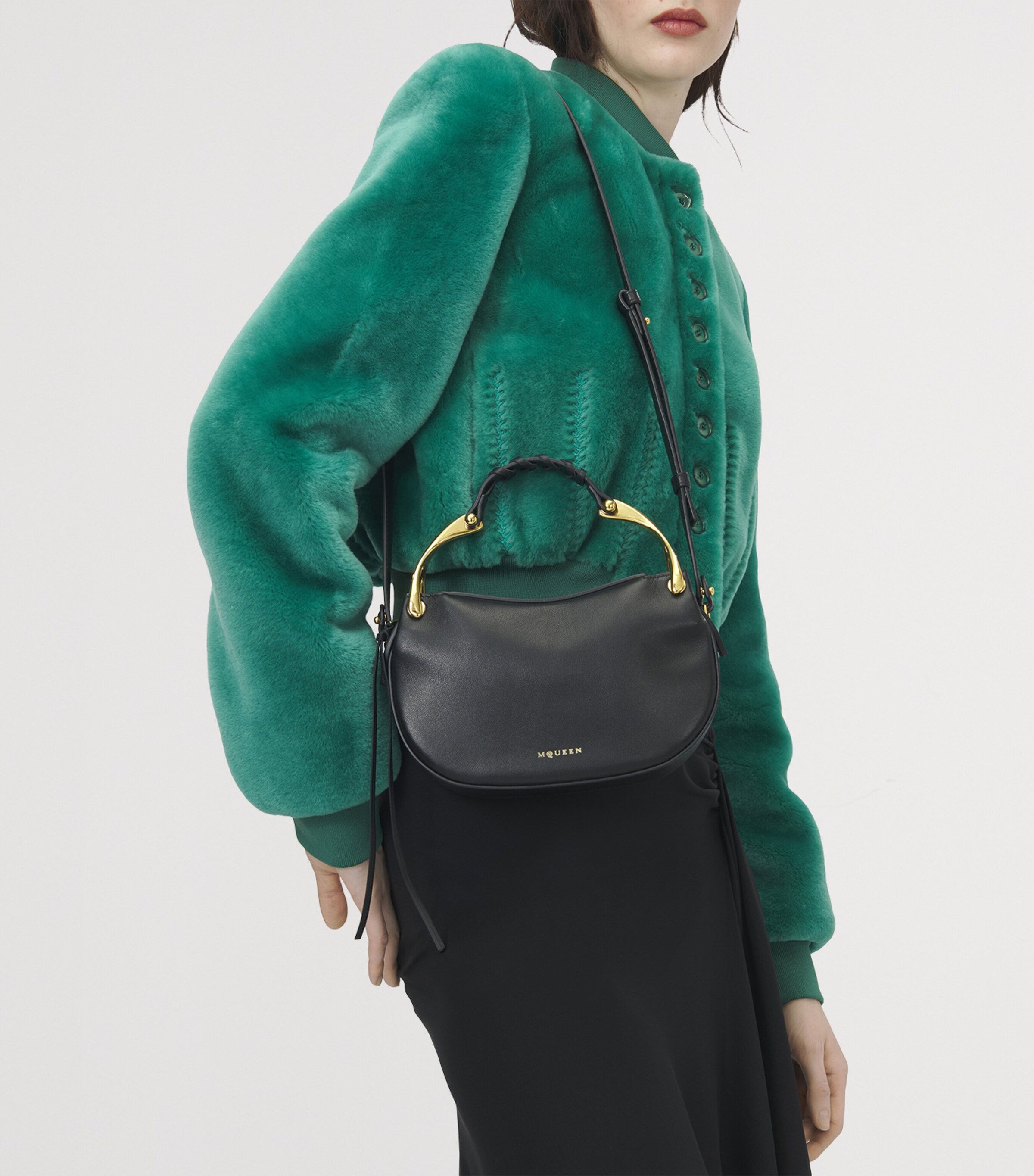 McQueen Mini Leather Wishbone Top-Handle Bag Image 2
