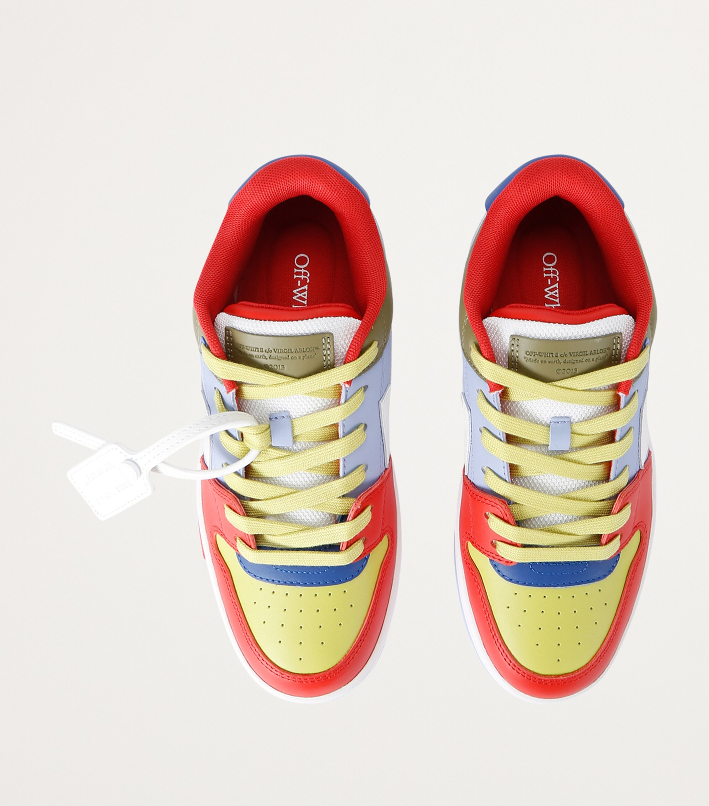 Off-White Kids Leather OOO Sneakers Green Comb Image 4