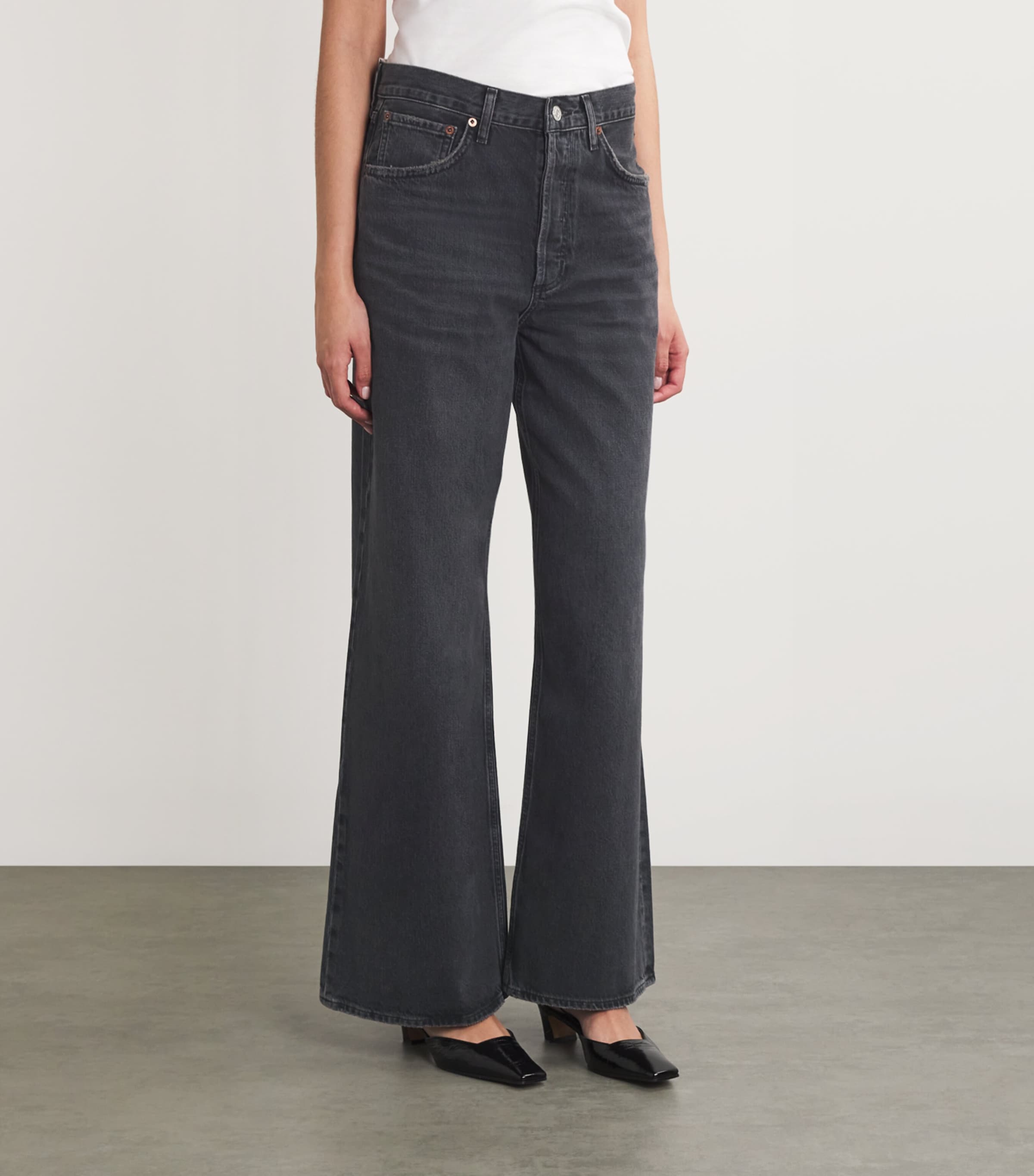 AGOLDE Womens Dame Wide-Leg Jeans Hitch (blk) Image 3