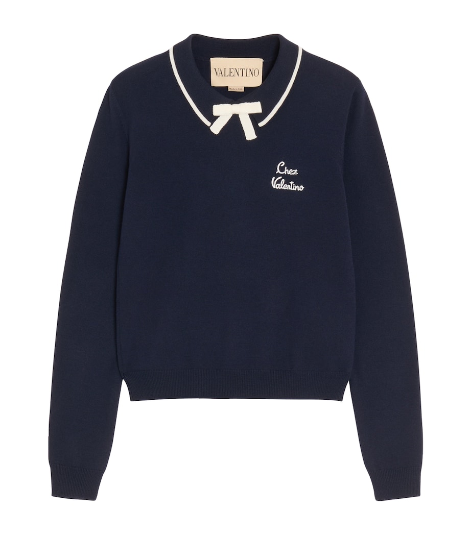 Valentino Womens Virgin Wool Chez Valentino Sweater Image 1