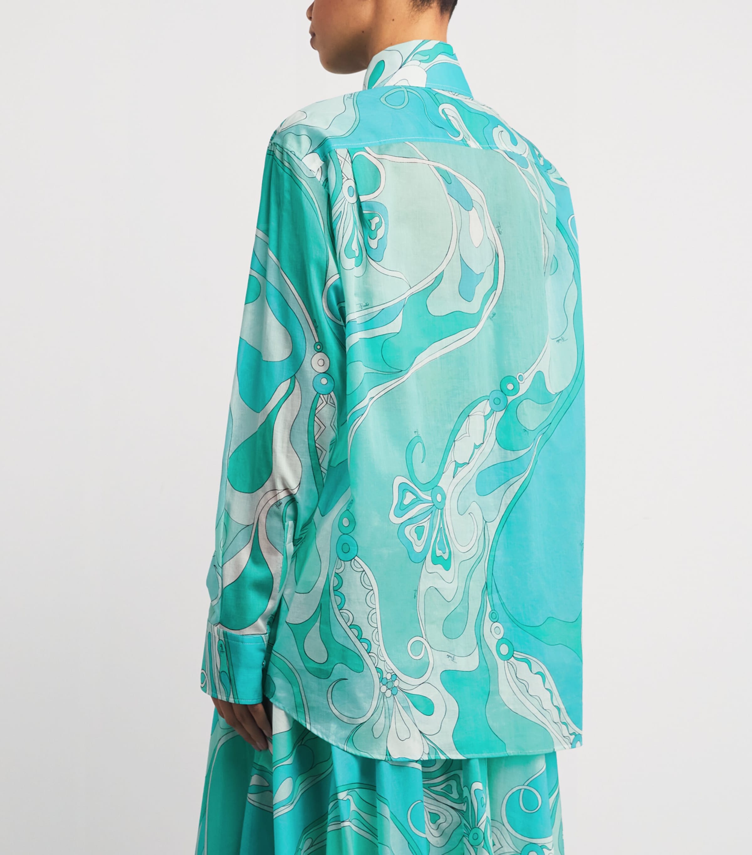 Cotton Orchidee Print Shirt 019/TURQUOISE Image 4