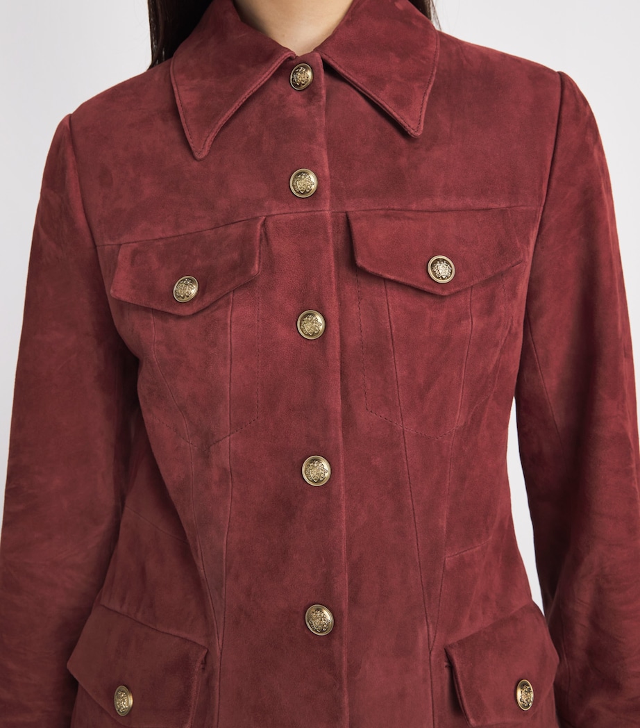 Alice+Olivia Womens Dorothie Suede Utility Jacket Cognac Image 3