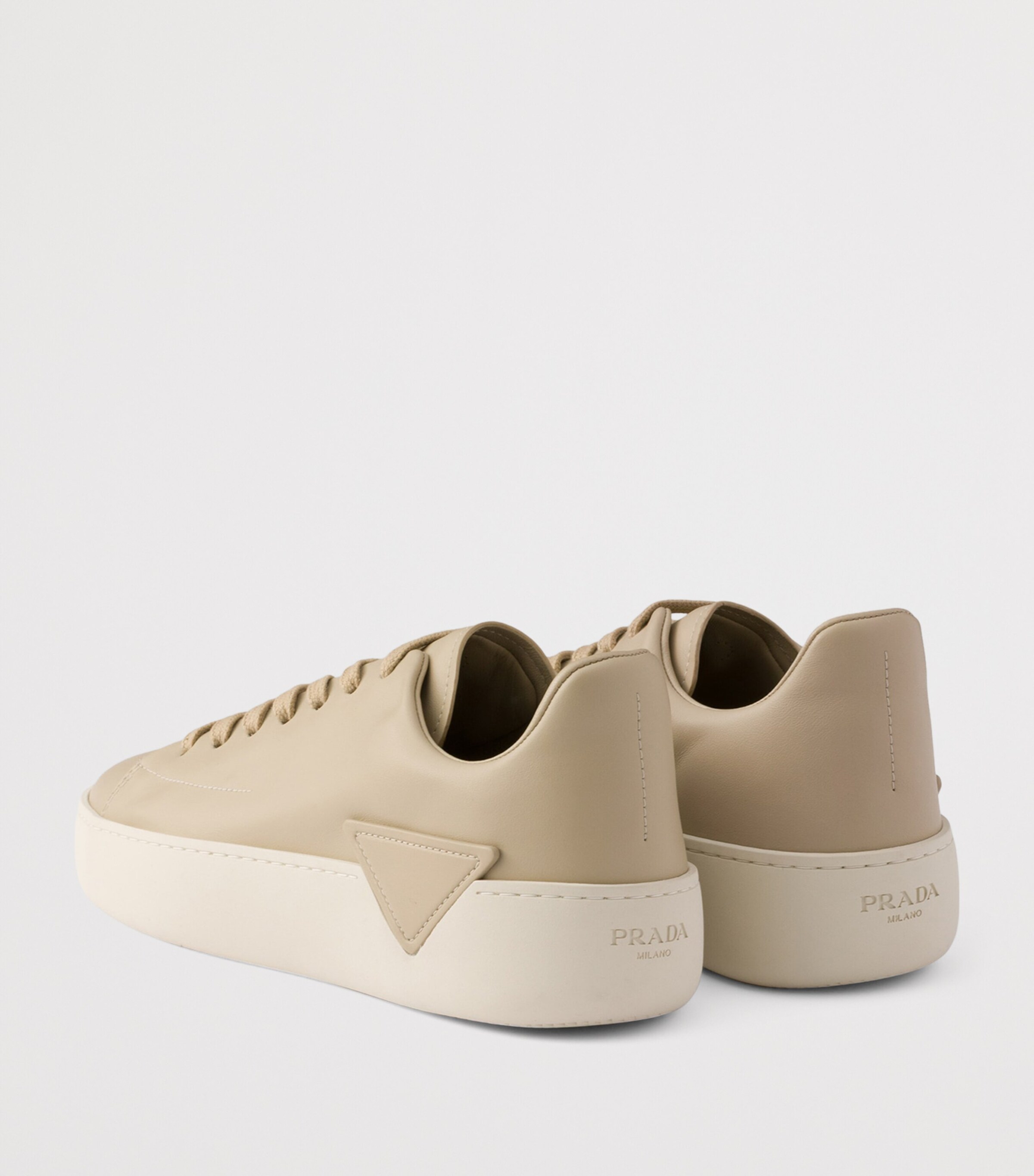 Prada Leather Court Sneakers Neutral Image 4