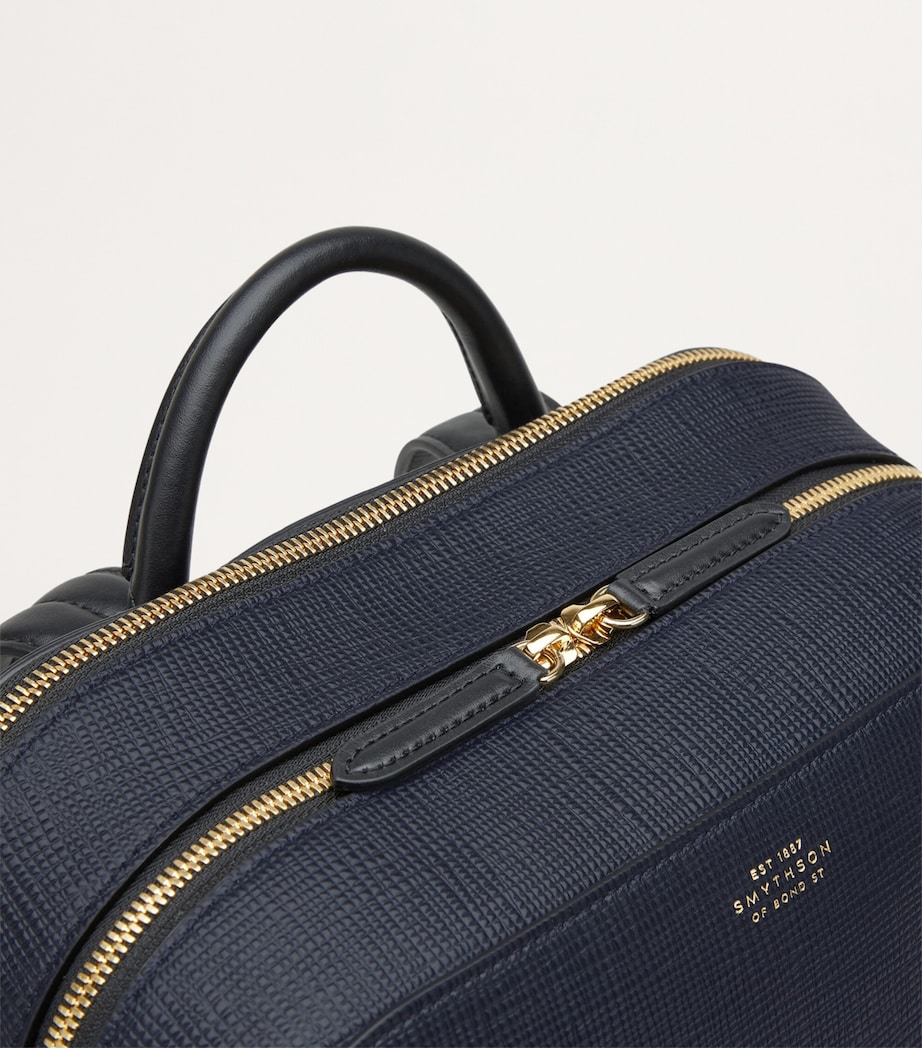 Smythson Leather Panama Backpack Navy Image 5
