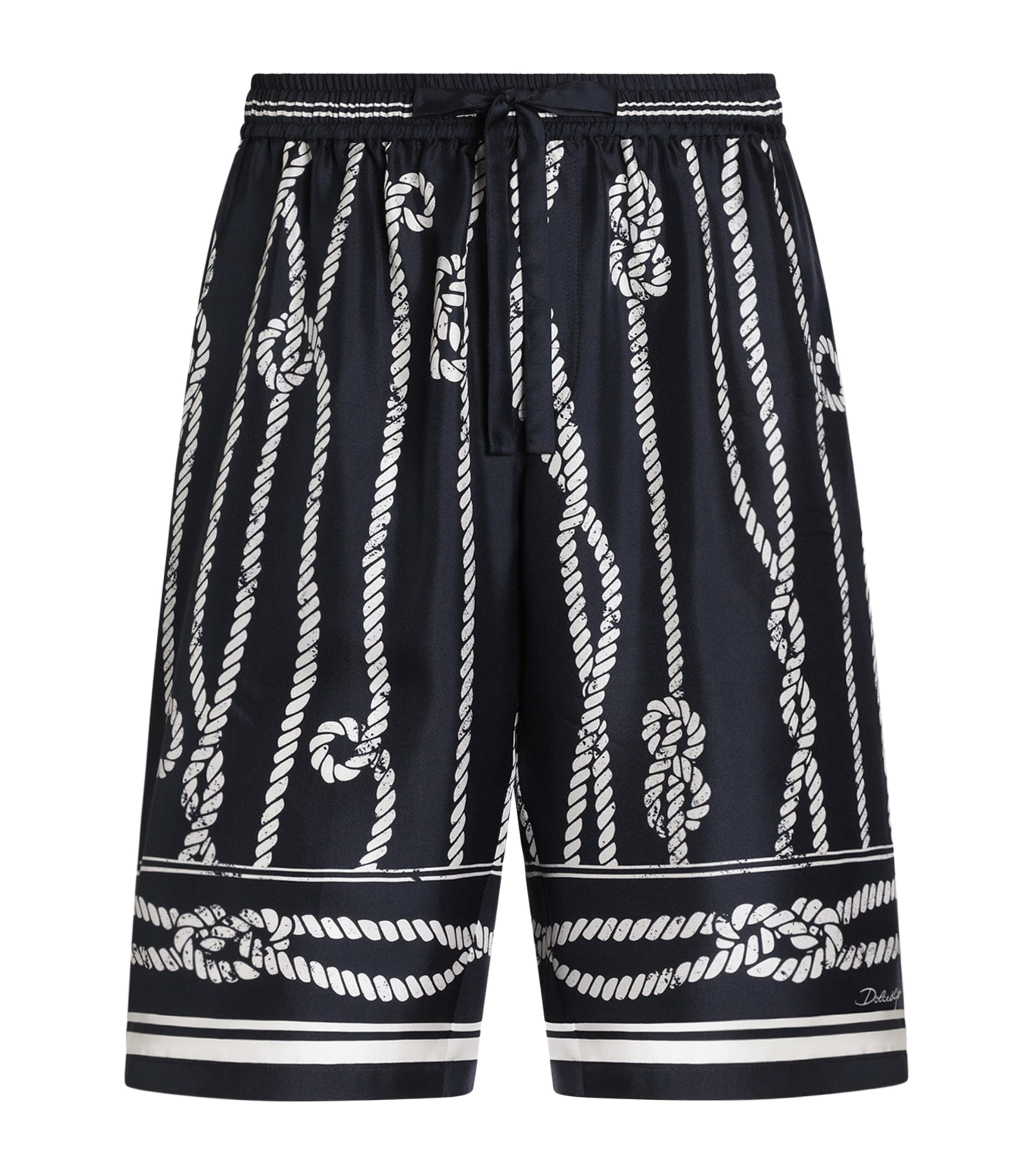 Dolce&Gabbana Mens Silk Marina Shorts Corde F.blu Na Image 1